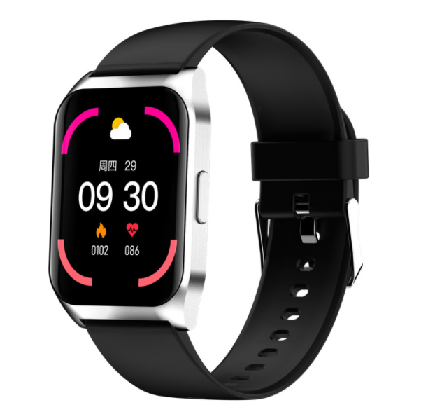 E17 Bluetooth Call Watch Heart Rate Blood Pressure Blood Oxygen Detection GPS Silicone Sports Mode Bracelet (TPU-Silver Black)