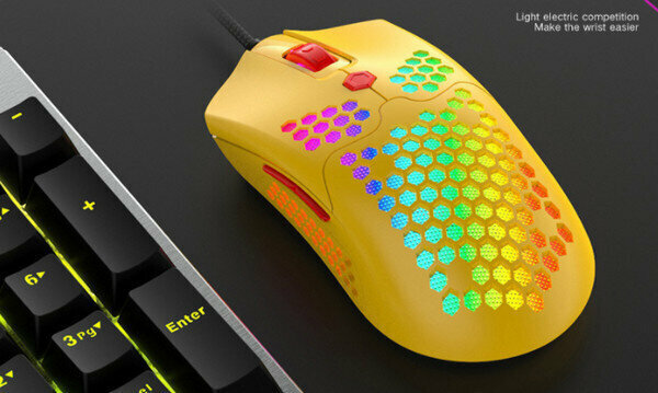 Wired Hollow Gaming Mouse-M5 Yellow