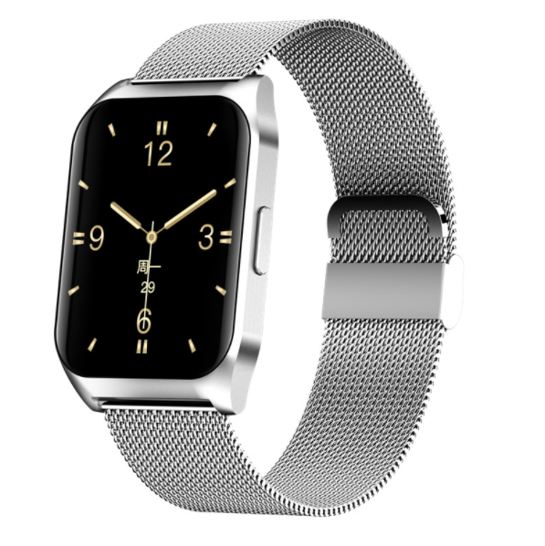 E17 Bluetooth Call Watch Heart Rate Blood Pressure Blood Oxygen Detection GPS Silicone Sports Mode Bracelet (Milan Silver)