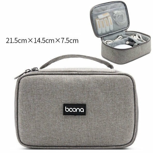 Data cable storage bag, notebook power supply, digital products, headphones, USB flash drive, charger, power bank storage box (gray)