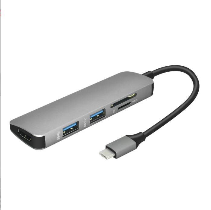 typec to HDMI hub splitter with card reader (gray)