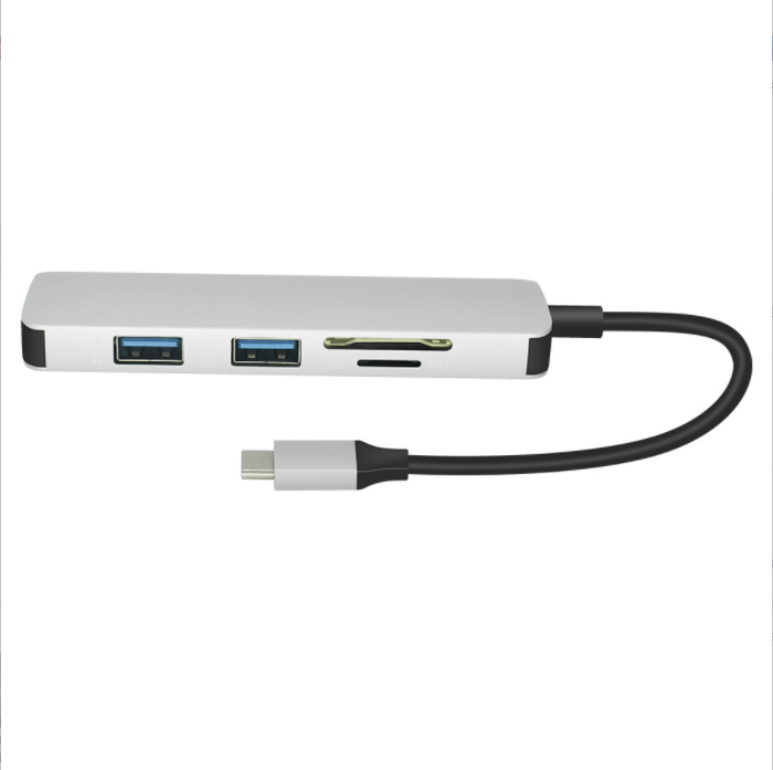 typec to HDMI hub splitter with card reader (silver)