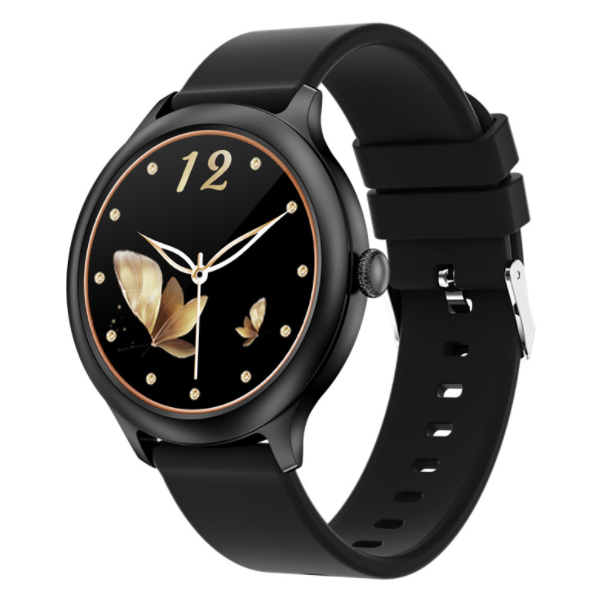DK19 Women's Smart Watch Full Circle Full Touch Heart Rate, Blood Pressure, Blood Oxygen Health Monitoring, Sports Bracelet (TPU-Black)