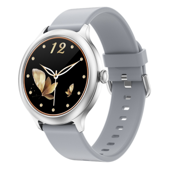 DK19 Women's Smart Watch Full Circle Full Touch Heart Rate, Blood Pressure, Blood Oxygen Health Monitoring, Sports Bracelet (TPU-Silver)
