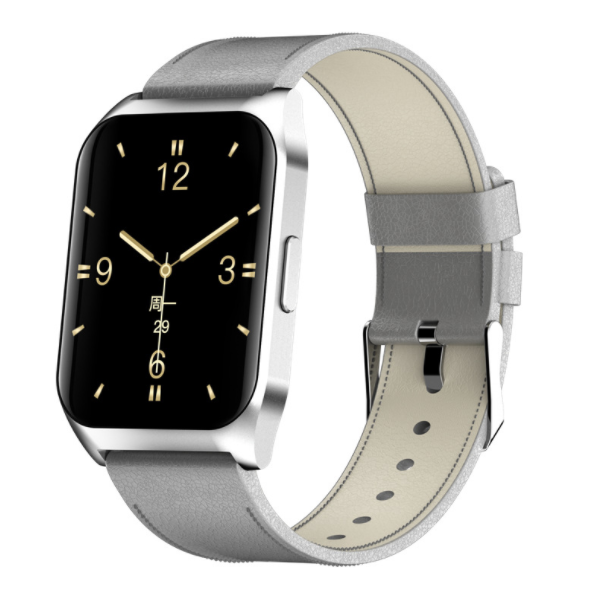 E17 Bluetooth Call Watch Heart Rate, Blood Pressure, Blood Oxygen Detection, GPS Silicone Sports Mode Bracelet (Silver Gray Leather)