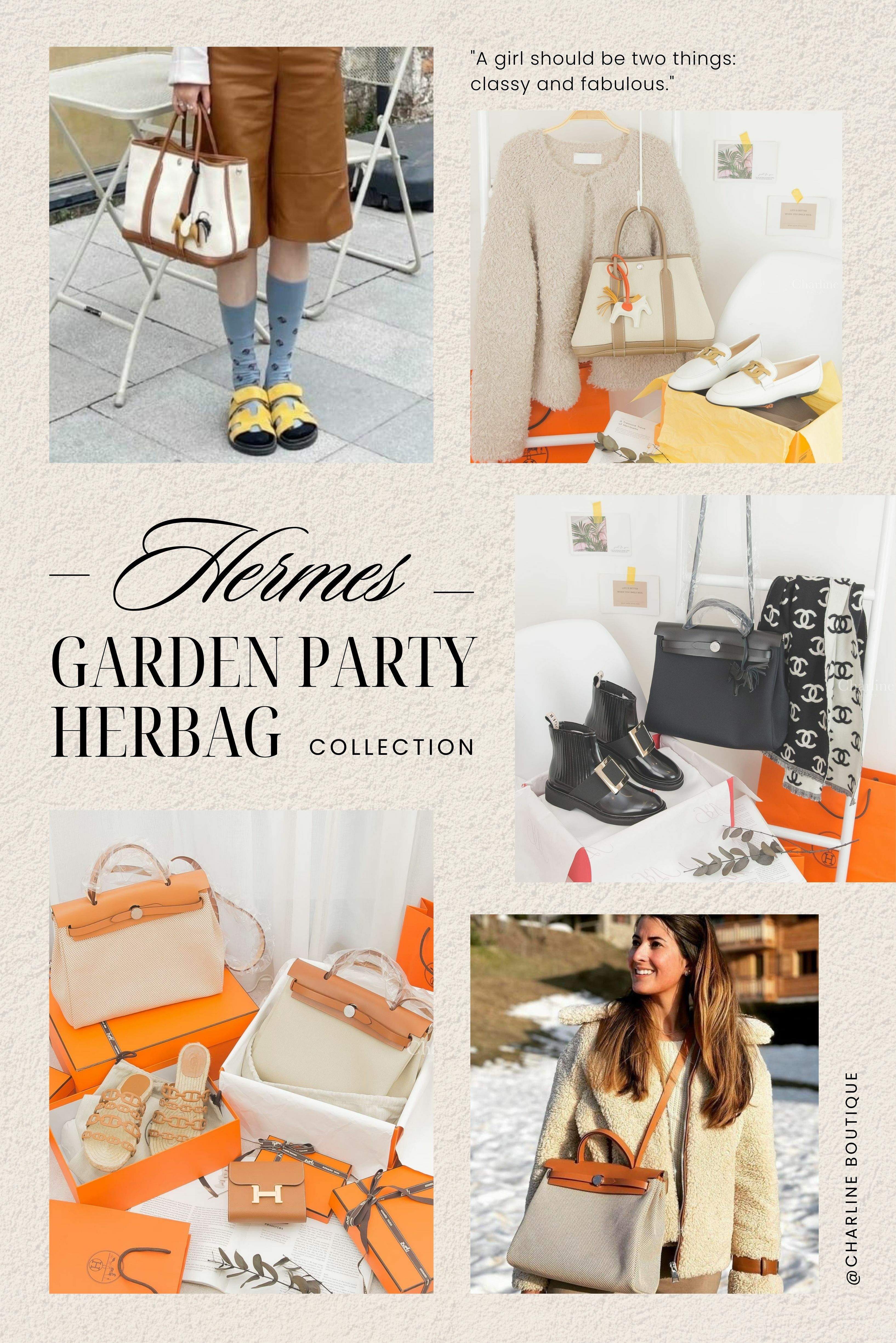 最後不能忘記大家都不陌生且最多人入門的款式Garden Party和Herbag。這兩款經典的帆布拼皮包款都用了高品質的帆布結合皮革，拼接效果層次分明，適合輕鬆隨意的日常穿搭。包的重量比全皮款輕，負擔更小，配色選擇多且價格親民，難怪成為最多人購買的款式。
