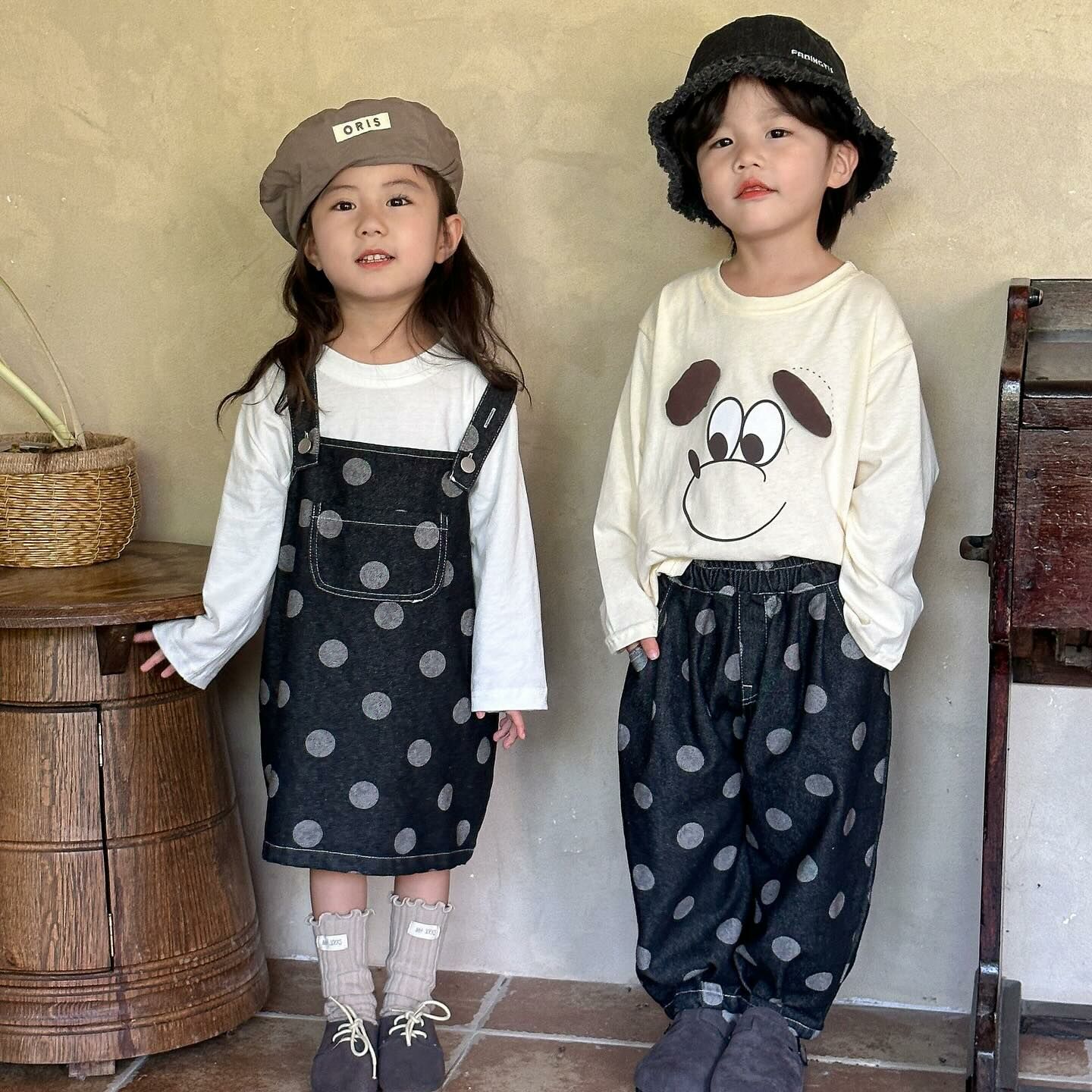 秋冬也要兄弟姐妹一起穿一樣!點點長褲/點點吊帶裙🍃⚫️⚪️⚫️⚪️