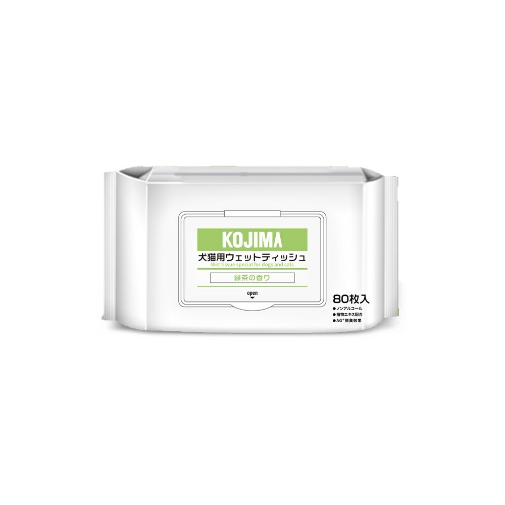 KOJIMA-寵物全身通用濕紙巾(綠茶清香) 80抽