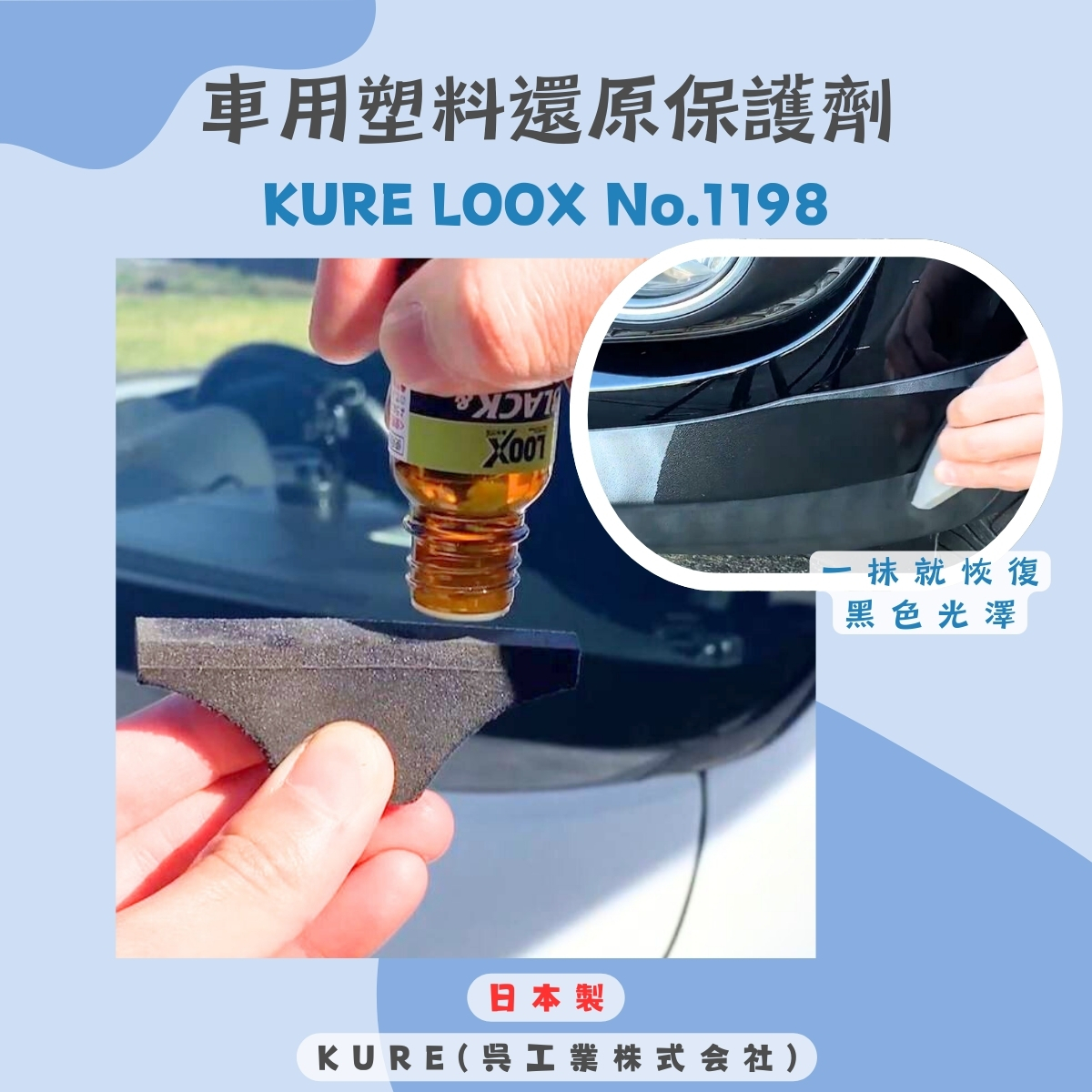 KURE LOOX 汽機車樹脂修復保護劑_車用塑料還原劑 No.1198
