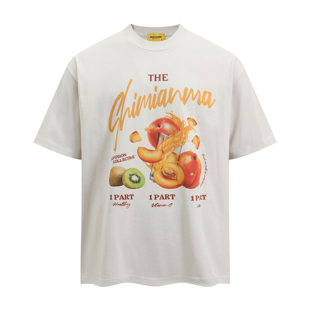 創意水果印花短袖t恤 男款 夏季 嘻哈 休閒 小領口 寬鬆 上衣 ins CZ6096