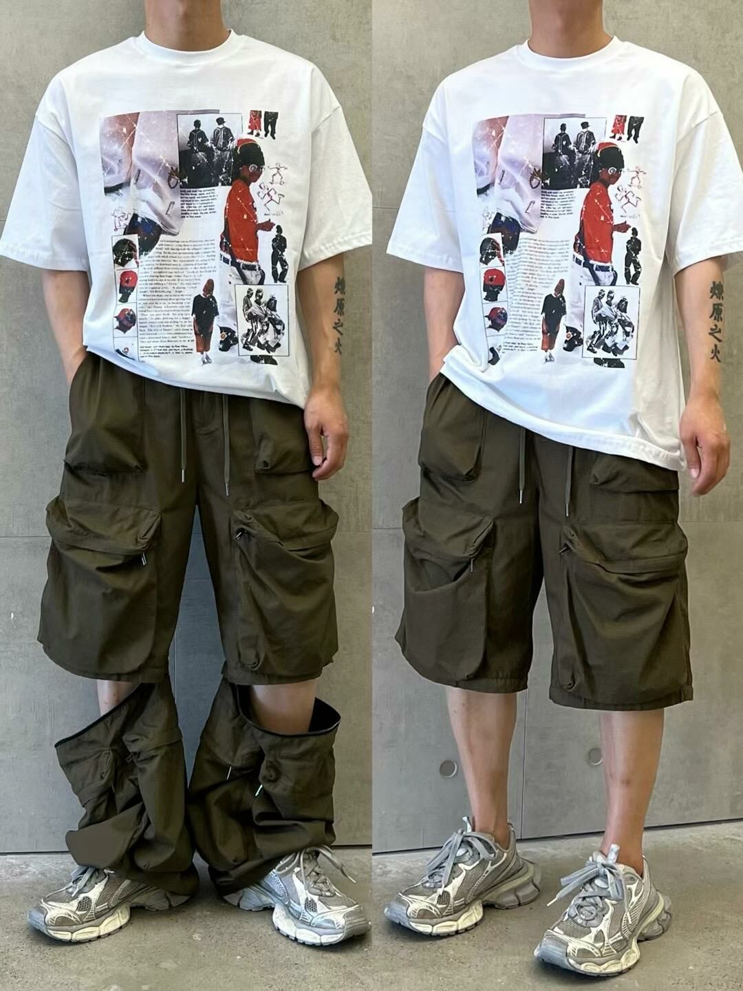 淨色工裝鬆身褲(可變短褲) PULSE-097P