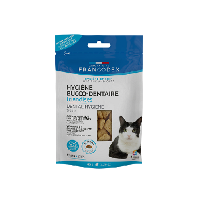 Francodex French Teeth Cleaning and Bad Breath Snacks for Cats, Duck Flavor 65g