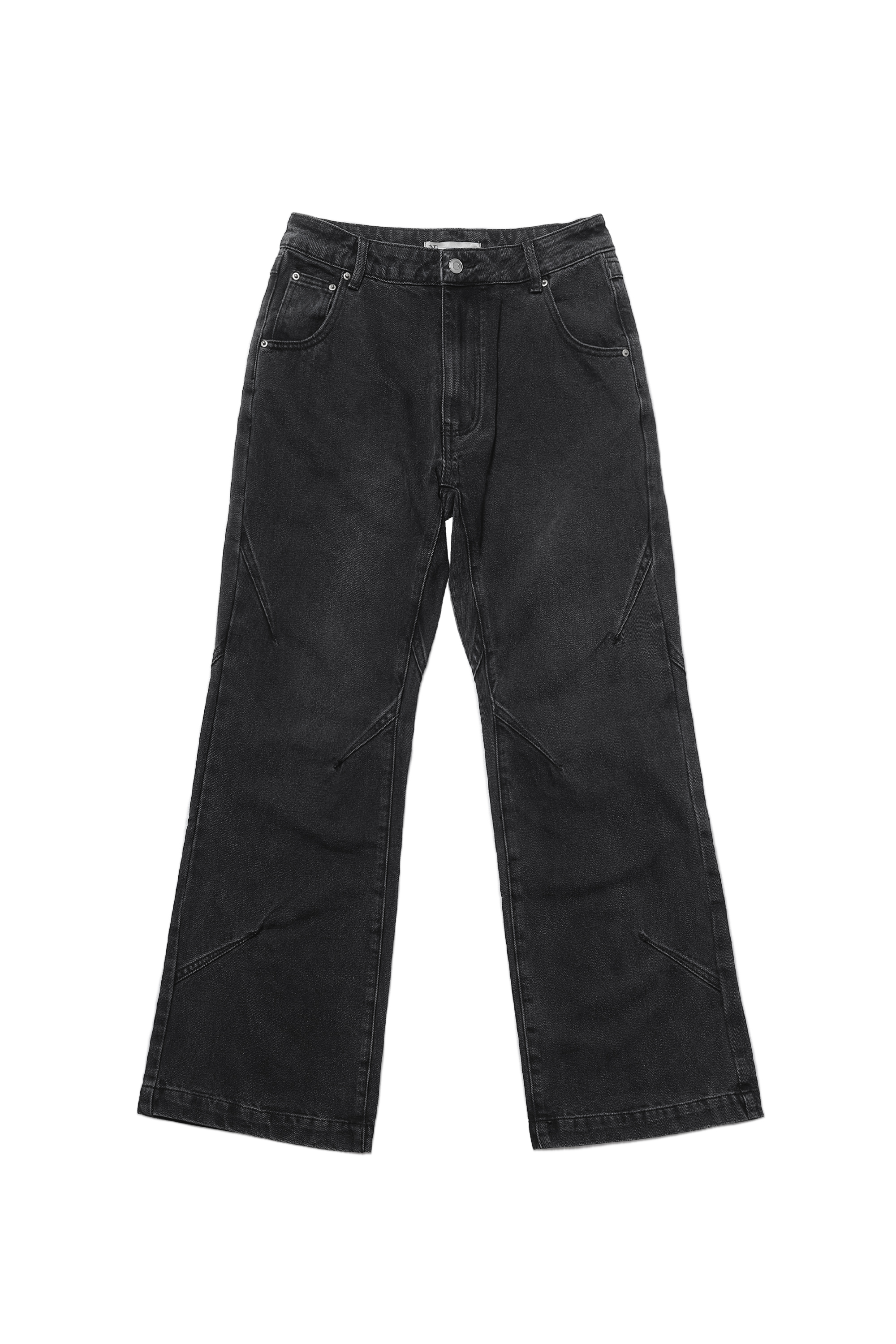Anonymous Talking / 24SS-Washed Flared Denim Pants 壓褶喇叭丹寧褲 - Black