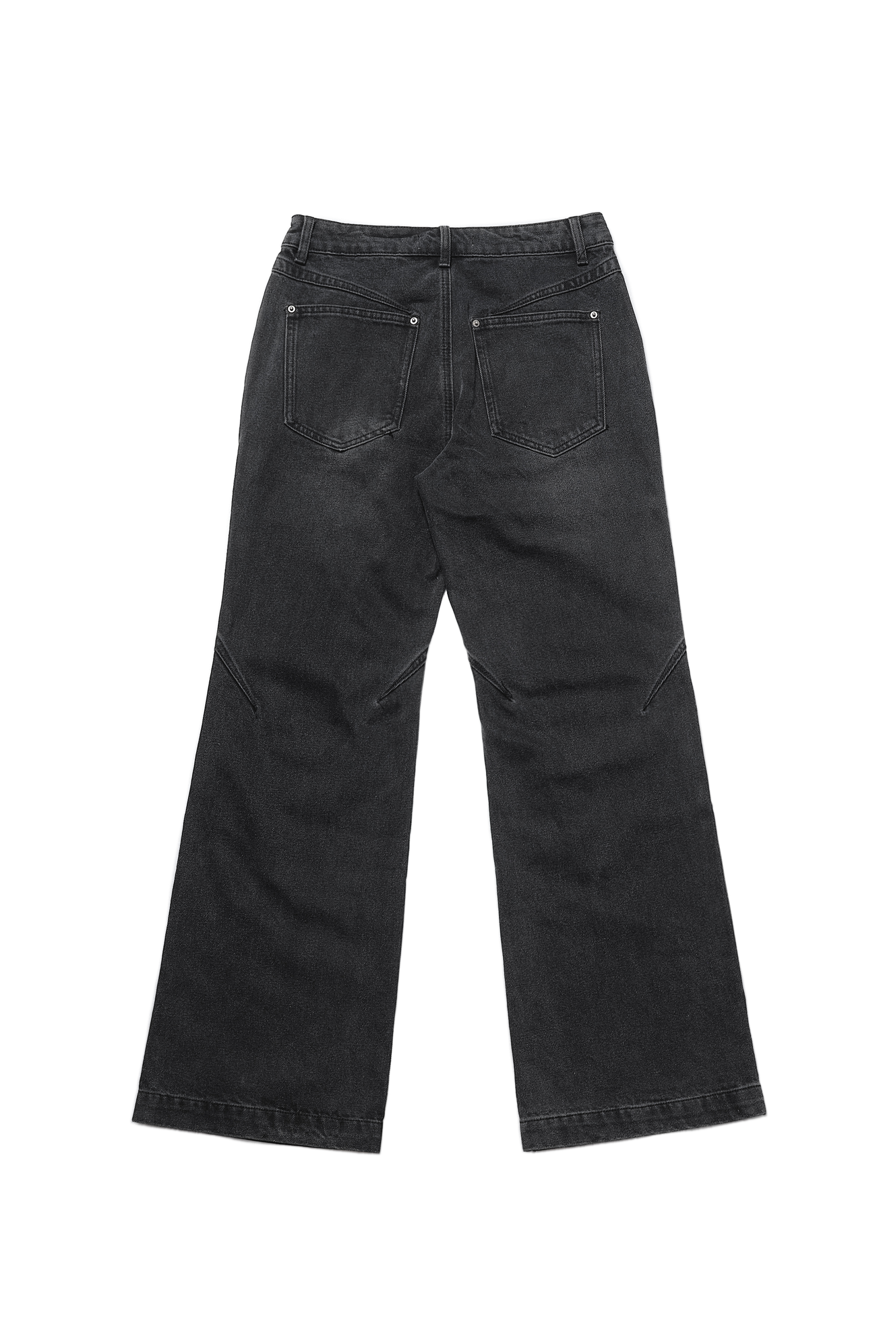 Anonymous Talking / 24SS-Washed Flared Denim Pants 壓褶喇叭丹寧褲 - Black