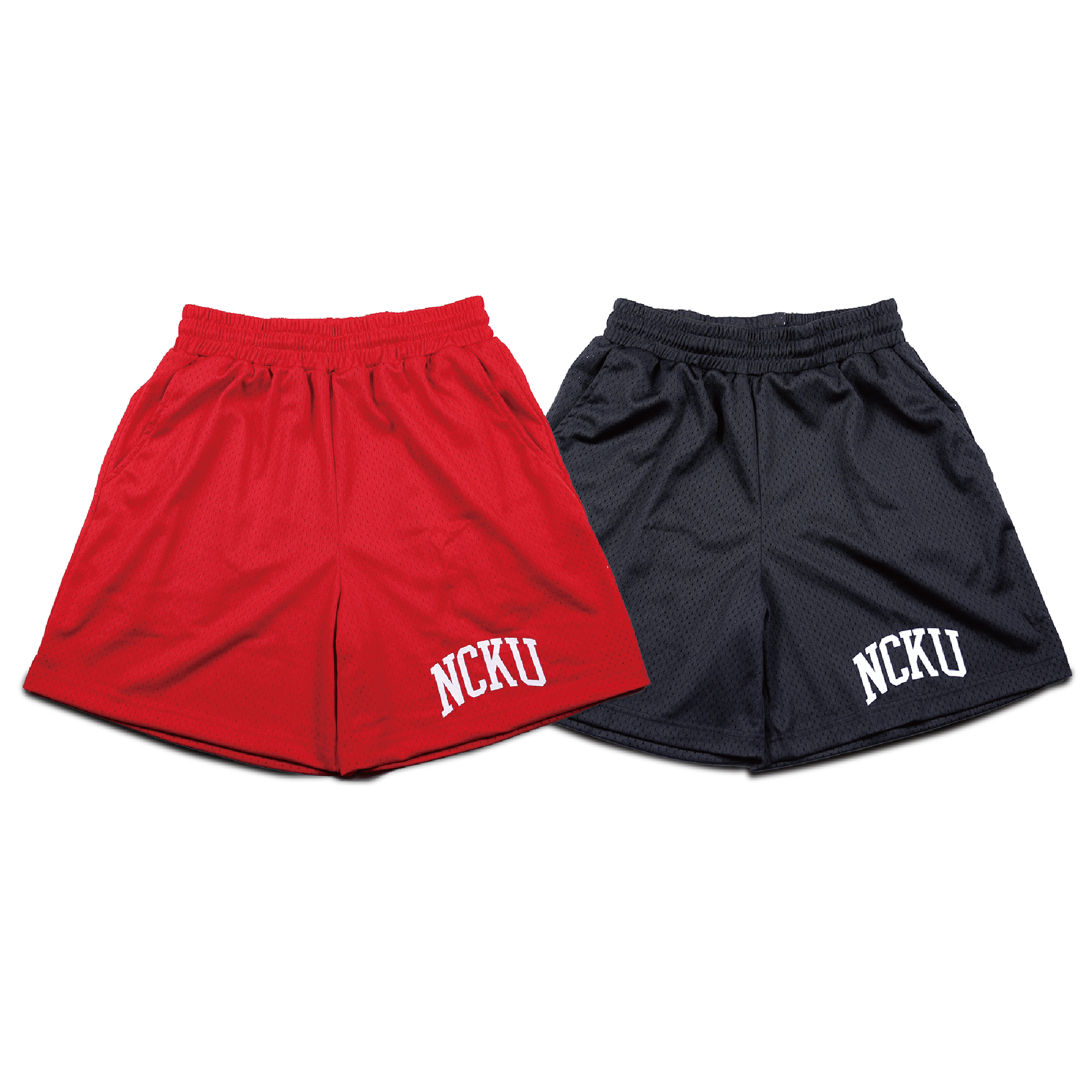 成功大學 NCKU 復古網眼運動短褲 (黑色/紅色)