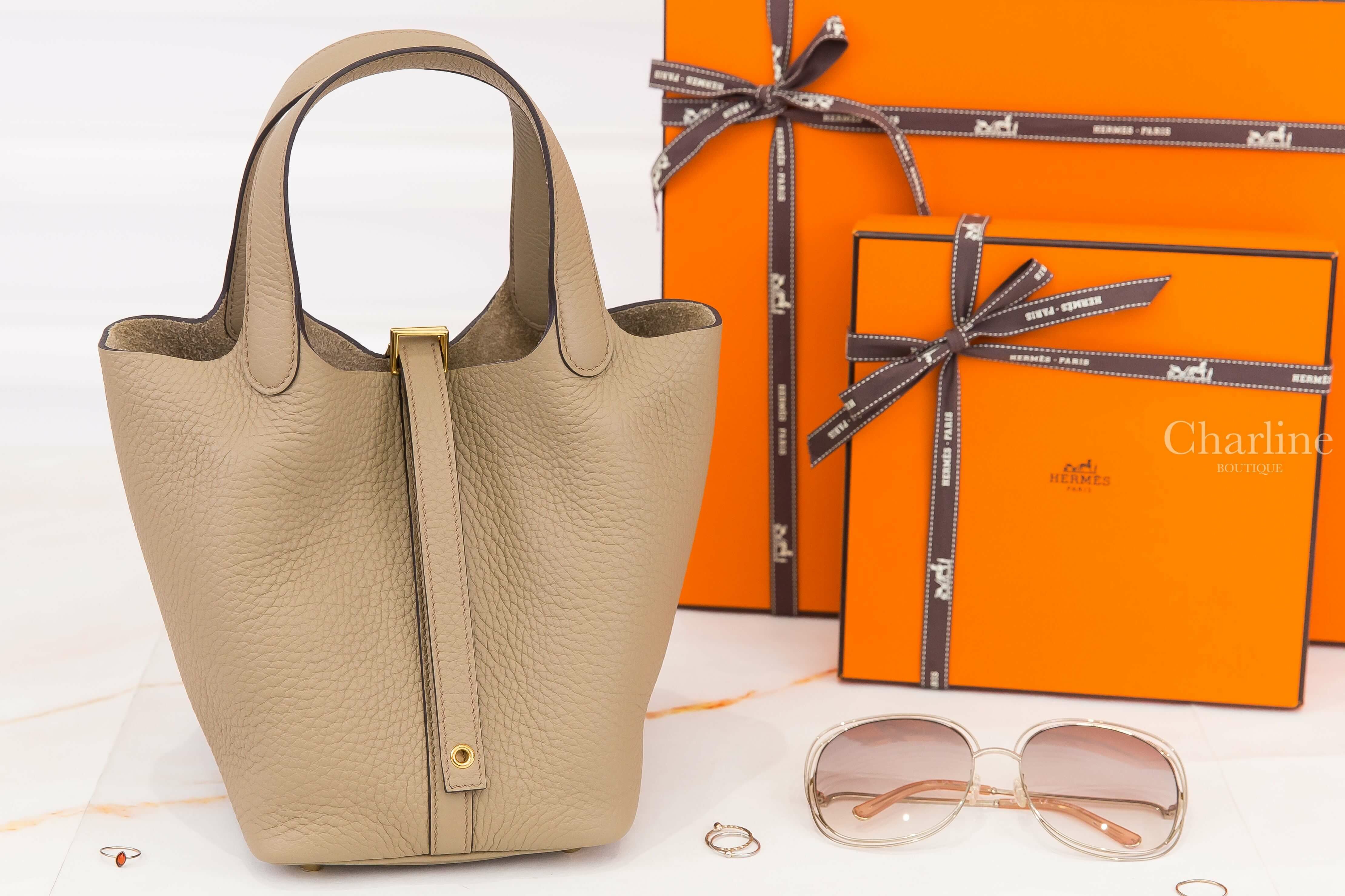 Hermès Picotin Lock 18cm 8Q Beige Marfa Taurillon Clemence 馬爾法米色金釦小型提把水桶包