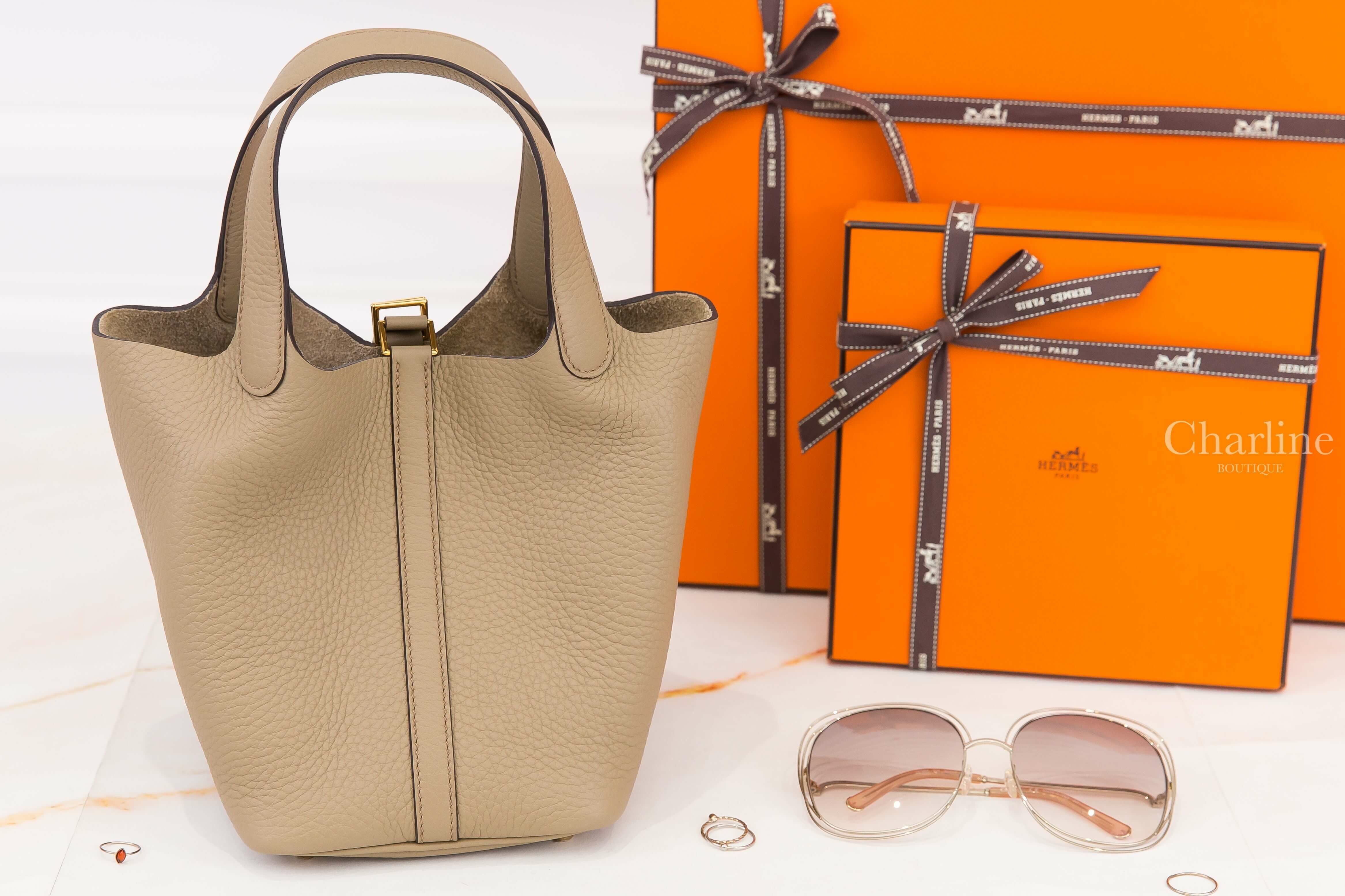 Hermès Picotin Lock 18cm 8Q Beige Marfa Taurillon Clemence 馬爾法米色金釦小型提把水桶包-Charline Boutique 精品代購