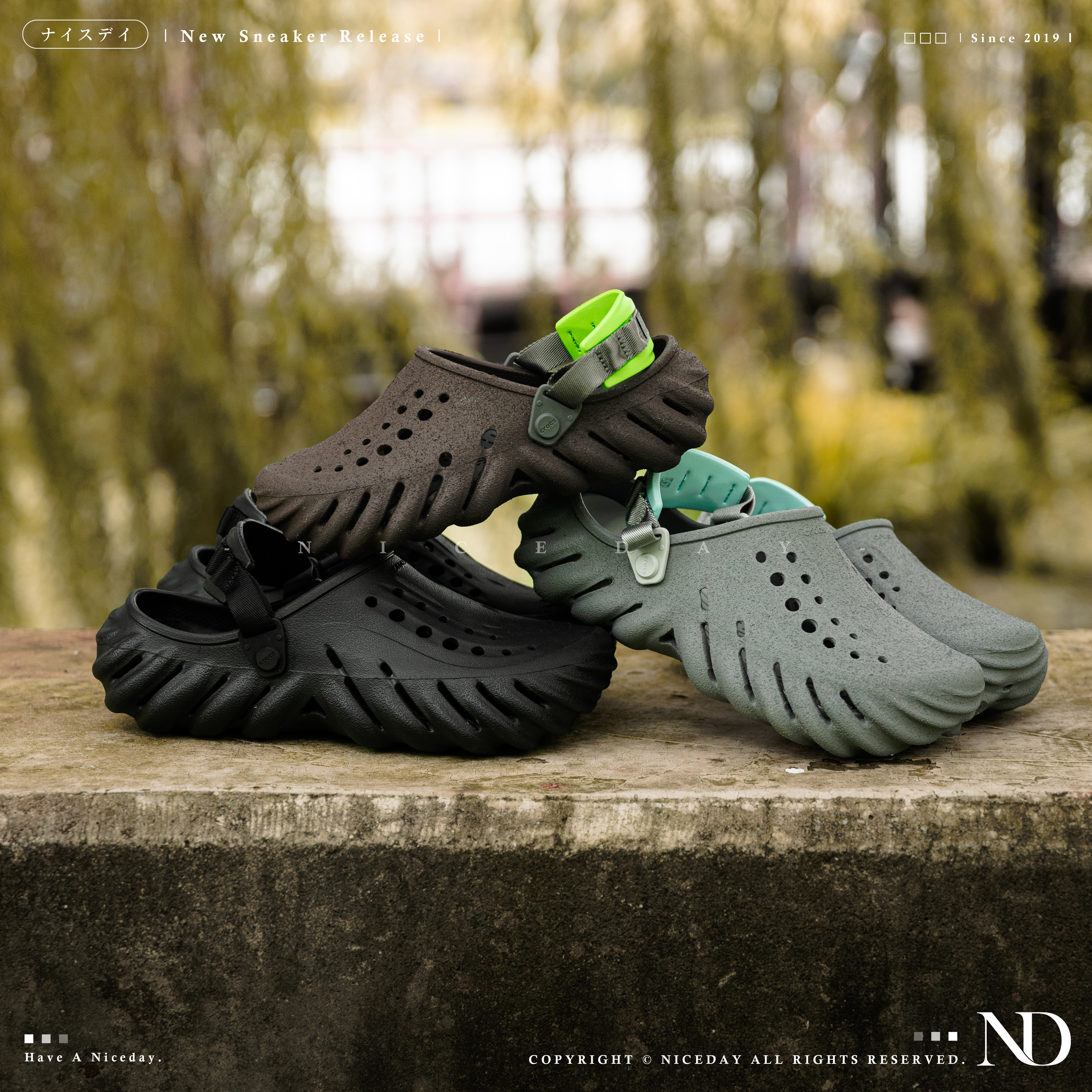 NICEDAY 現貨 Crocs 卡駱馳 Echo 波波 沙暴 洞洞鞋 流線 黑 灰 棕