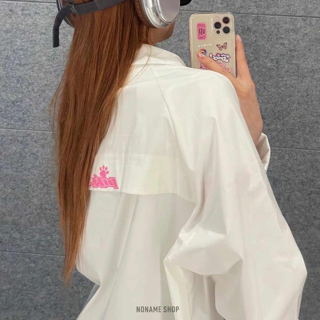 NIKE SPORTSWEAR 萌寵系列 寬鬆 長袖 襯衫 米白色 (女款)