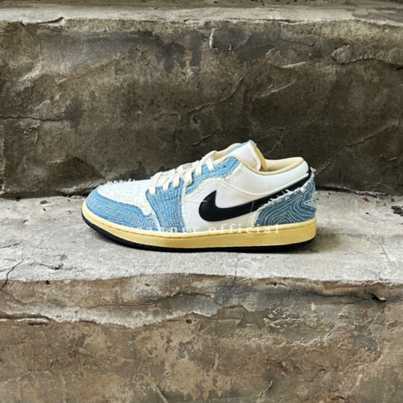 Air Jordan 1 Low "Sashiko" 牛仔布 丹寧 車縫線 藍 男鞋 FN7670-493