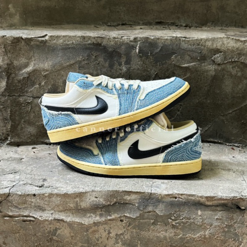 Air Jordan 1 Low "Sashiko" 牛仔布 丹寧 車縫線 藍 男鞋 FN7670-493