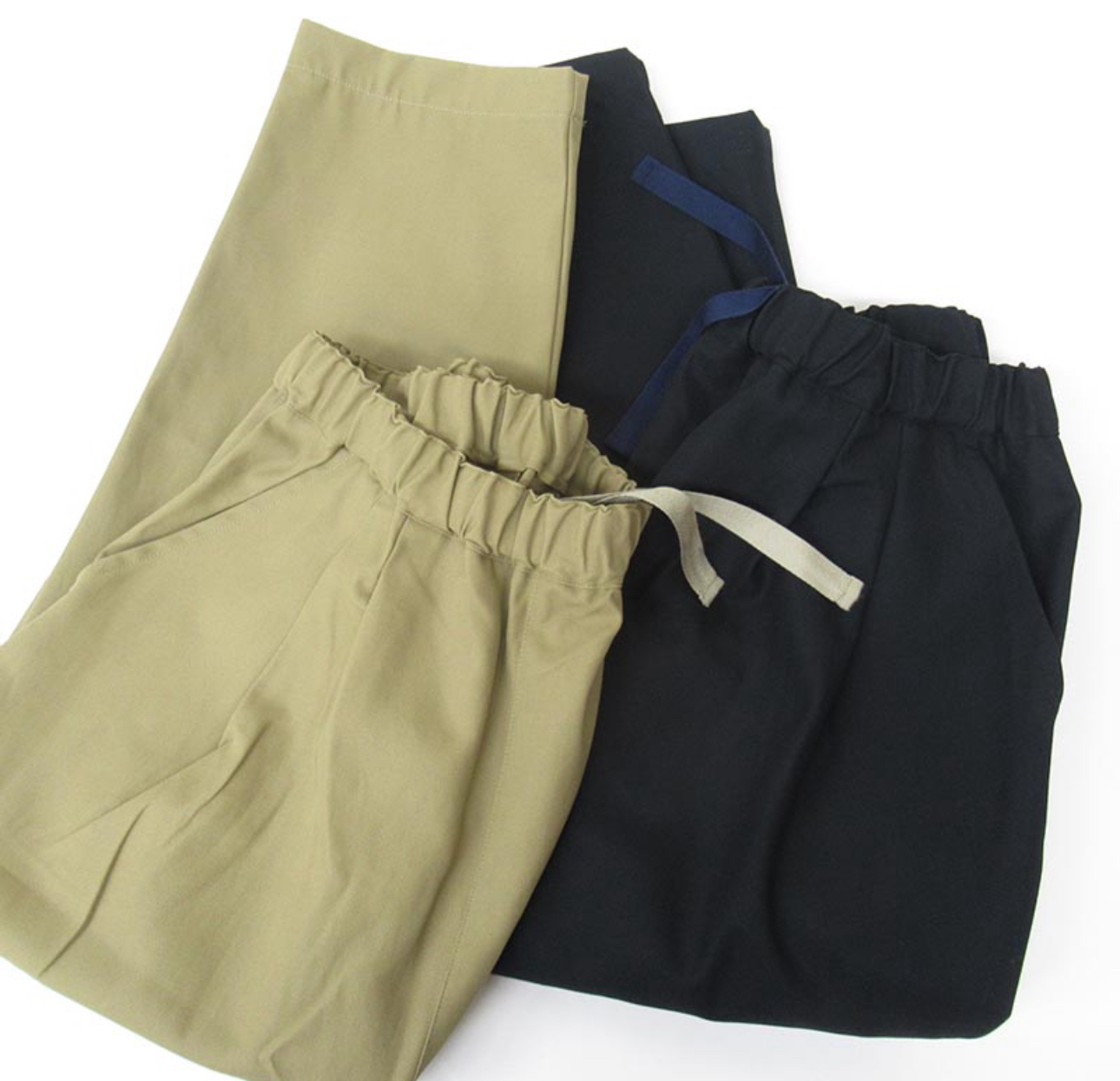 Hw棉質斜紋切換錐形褲