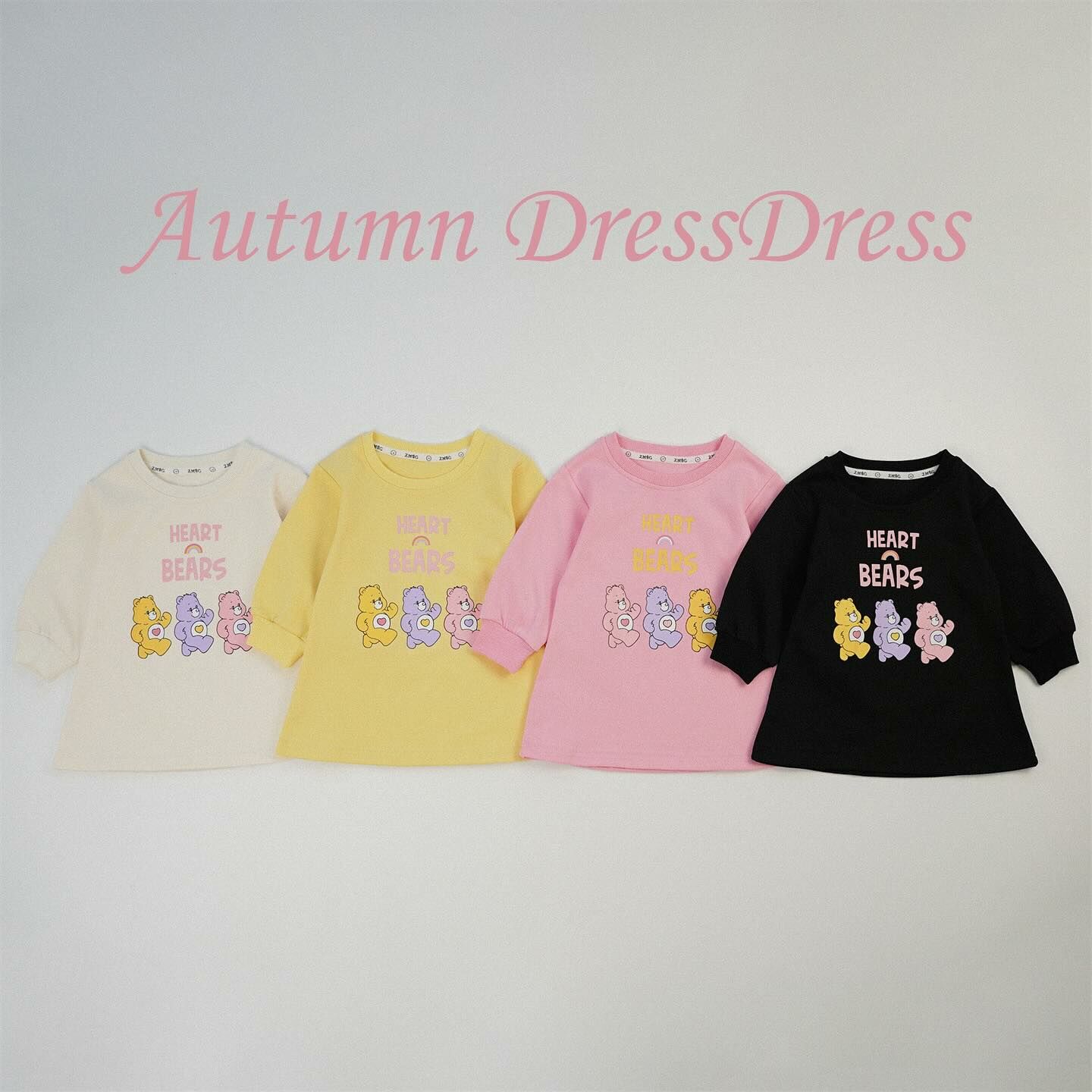四色純棉糖果熊洋裝