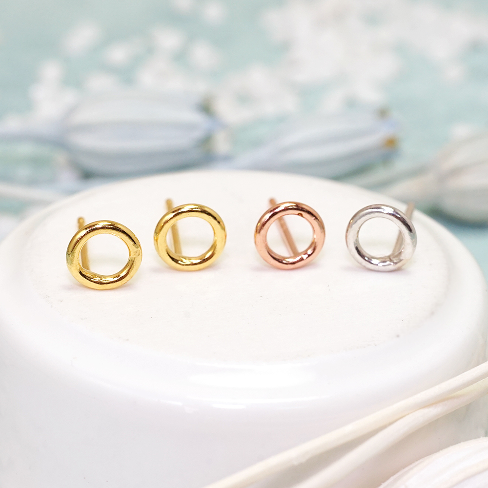 甜甜圈圓線耳環 三色 925純銀耳環