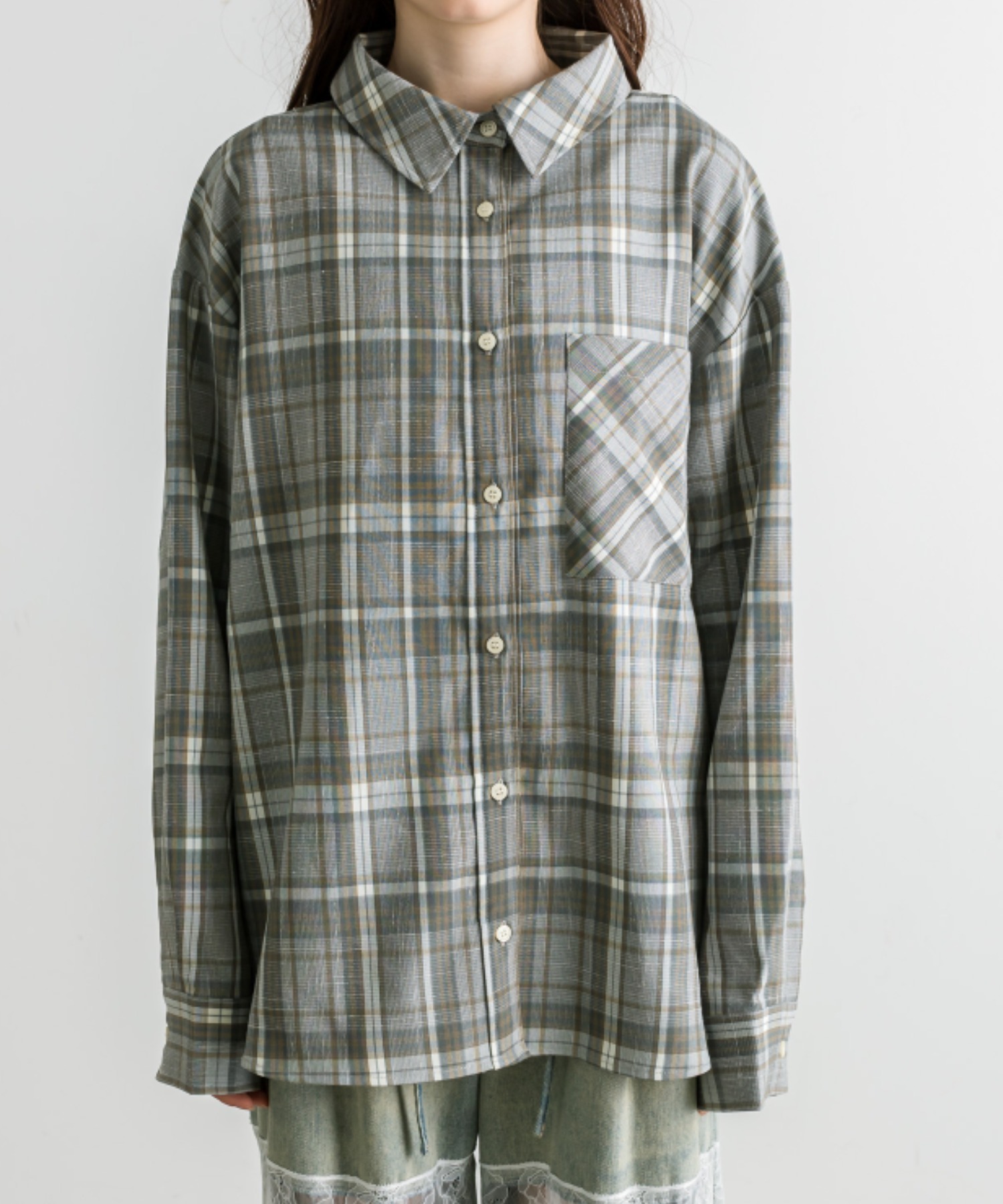 預購 -[預約 9 月] JP 格紋闊身襯衫