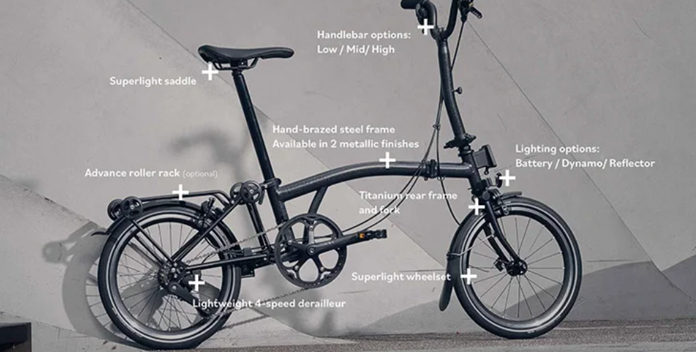 Brompton P Line Urban 4 Speed Folding Bike -Midnight Black Metallic