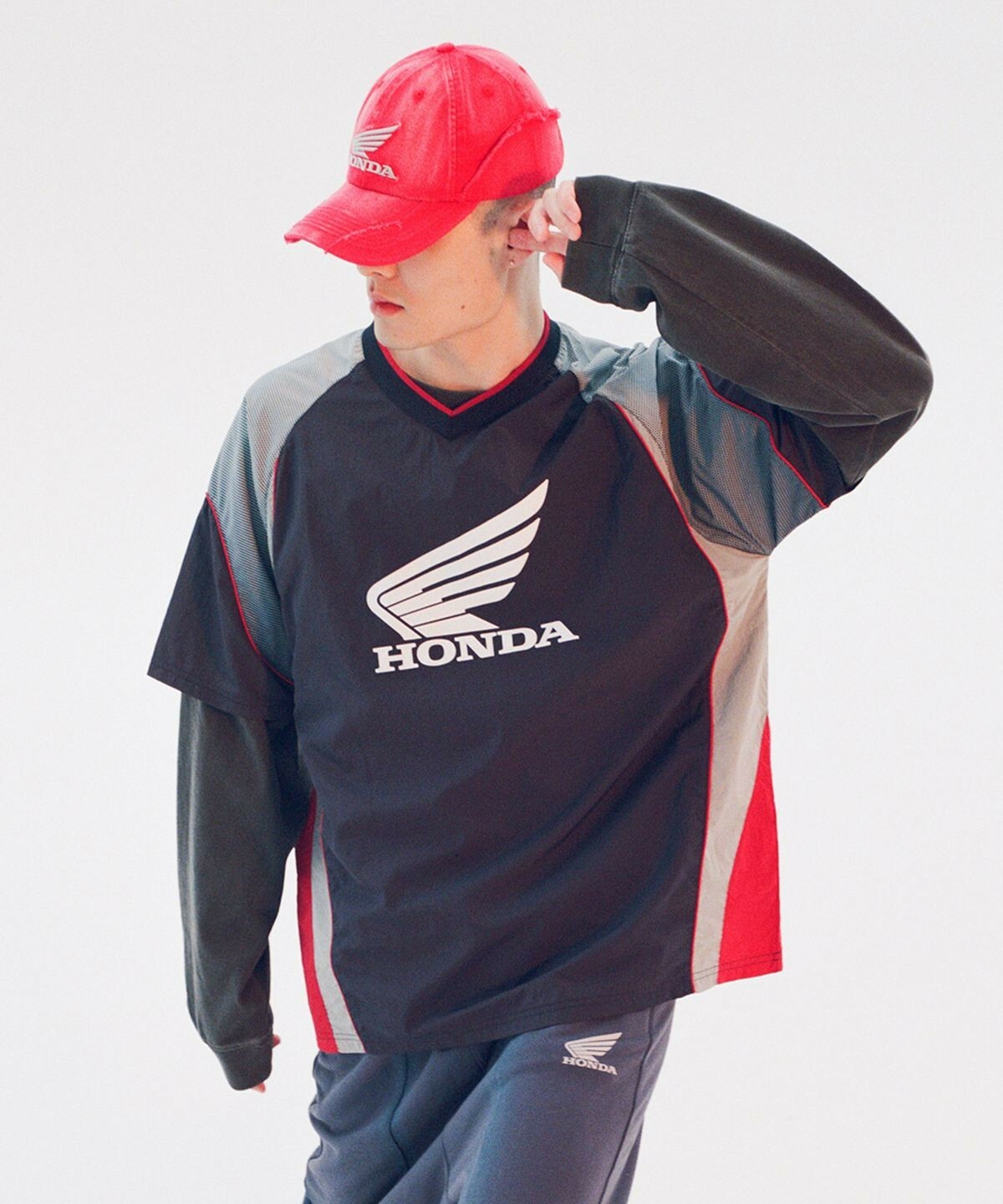 HONDAx PHYPS DEPT Speed Track nylon T-shirt Navy 尼龍短TEE