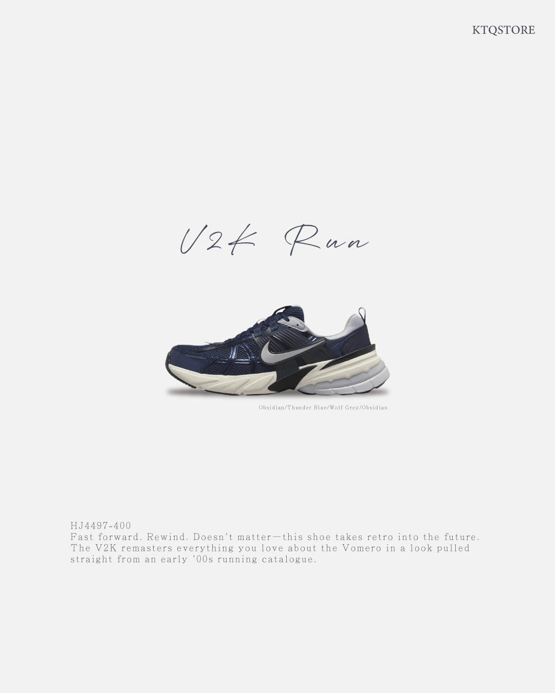 KTQ STORE ‧ Nike V2K Run "Thunder Blue Wolf Grey" 海軍藍銀 HJ4497-400