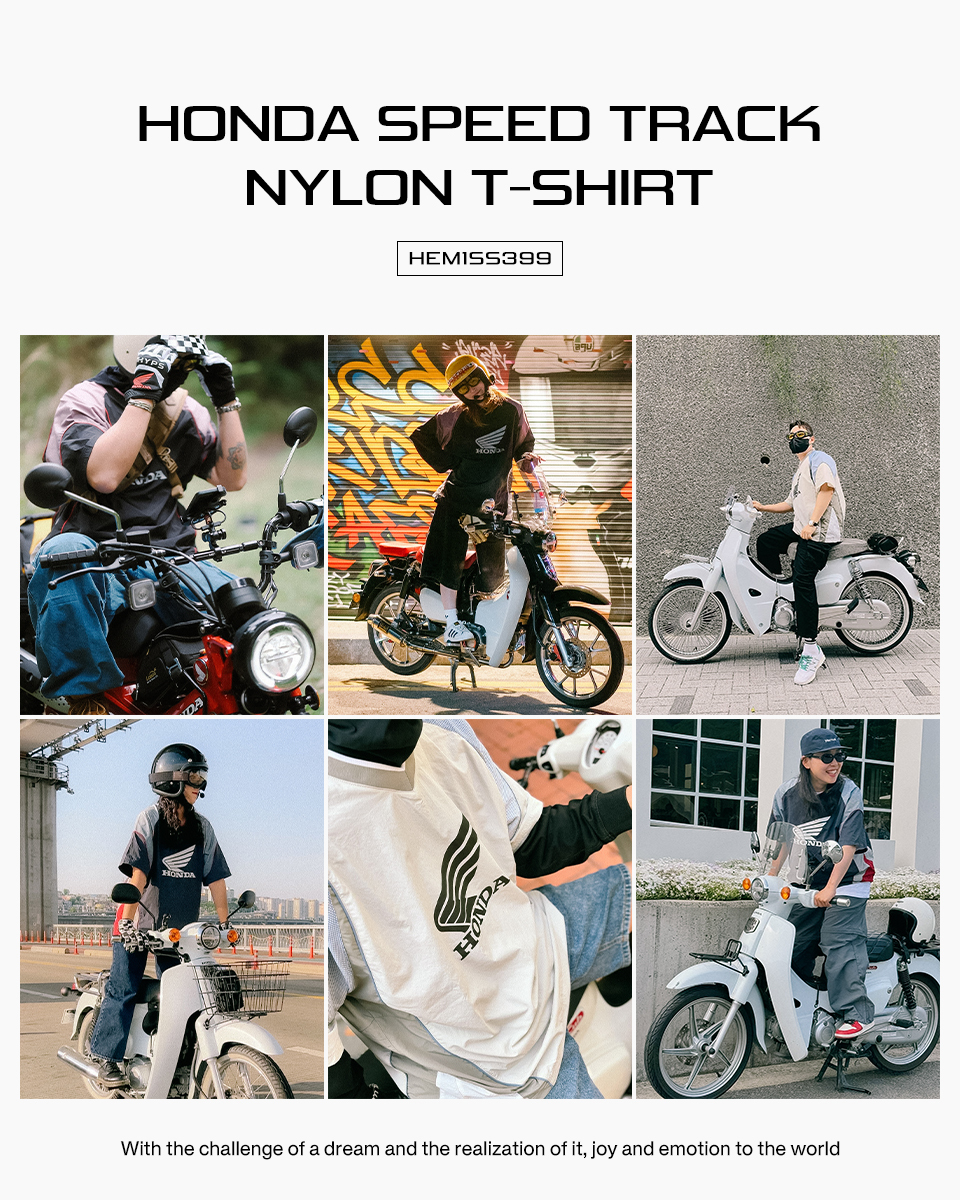 ◆24SS PHYPS X Honda Speed Track nylon T-shirt/3色◆ HONDAx PHYPS DEPT Speed Track nylon T-shirt Navy 尼龍短TEE