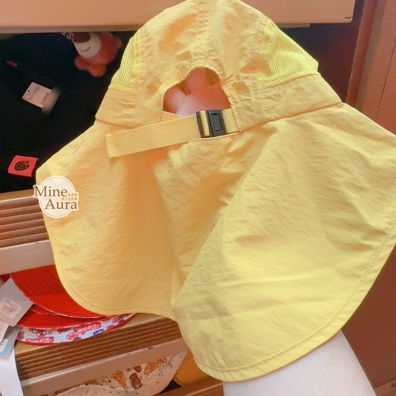 小熊維尼 Winnie the Pooh 大臉圖案 立體耳朵 黃色 漁夫帽 帽子 -香港迪士尼樂園