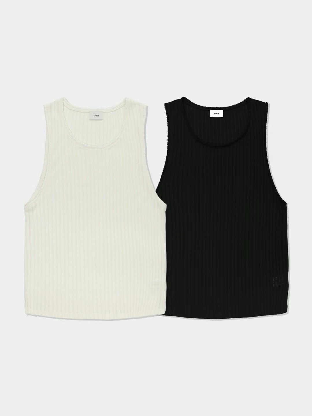 淨色暗直紋背心 OWN-043V