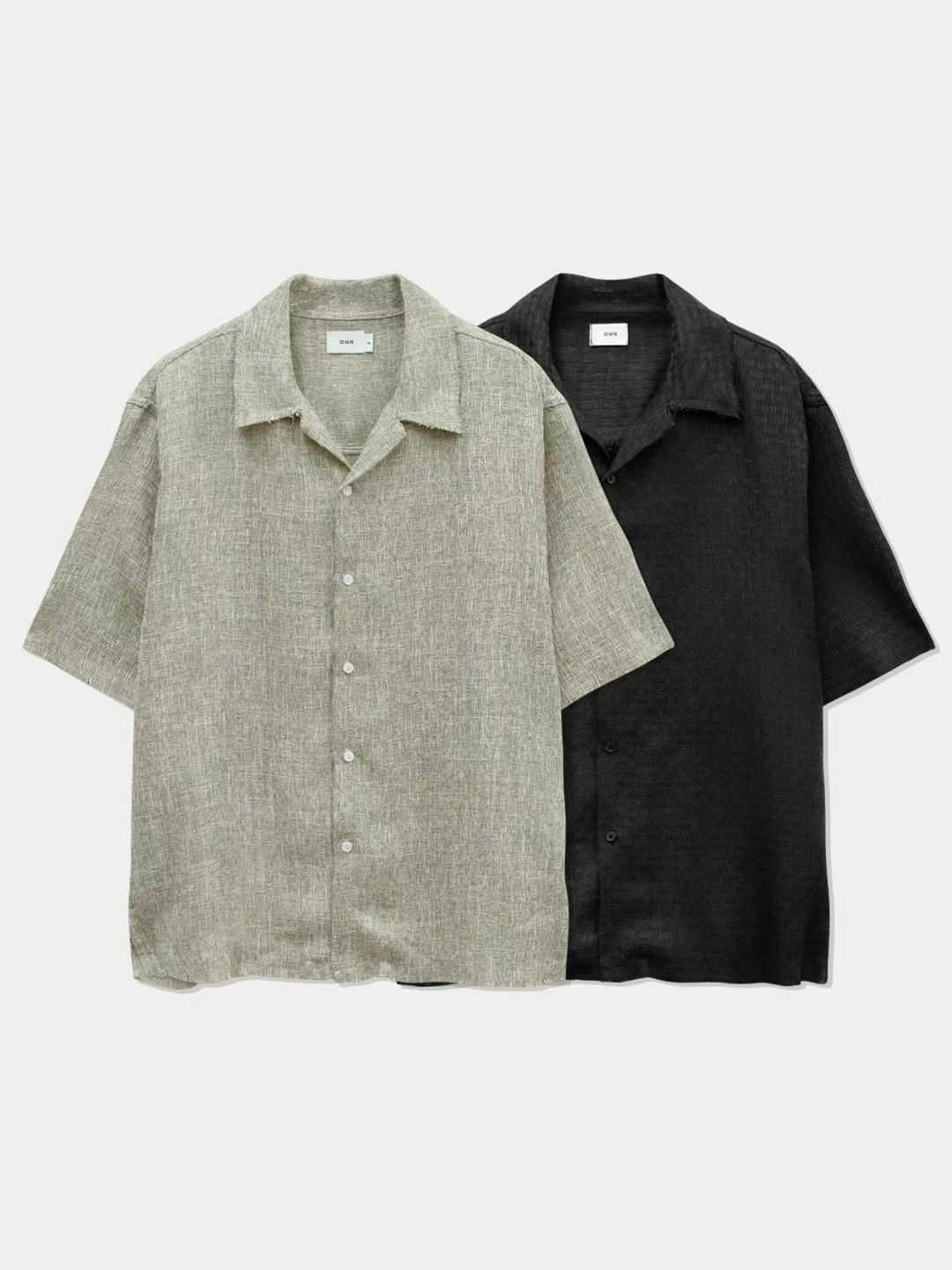 淨色暗紋短袖恤衫 OWN-044S