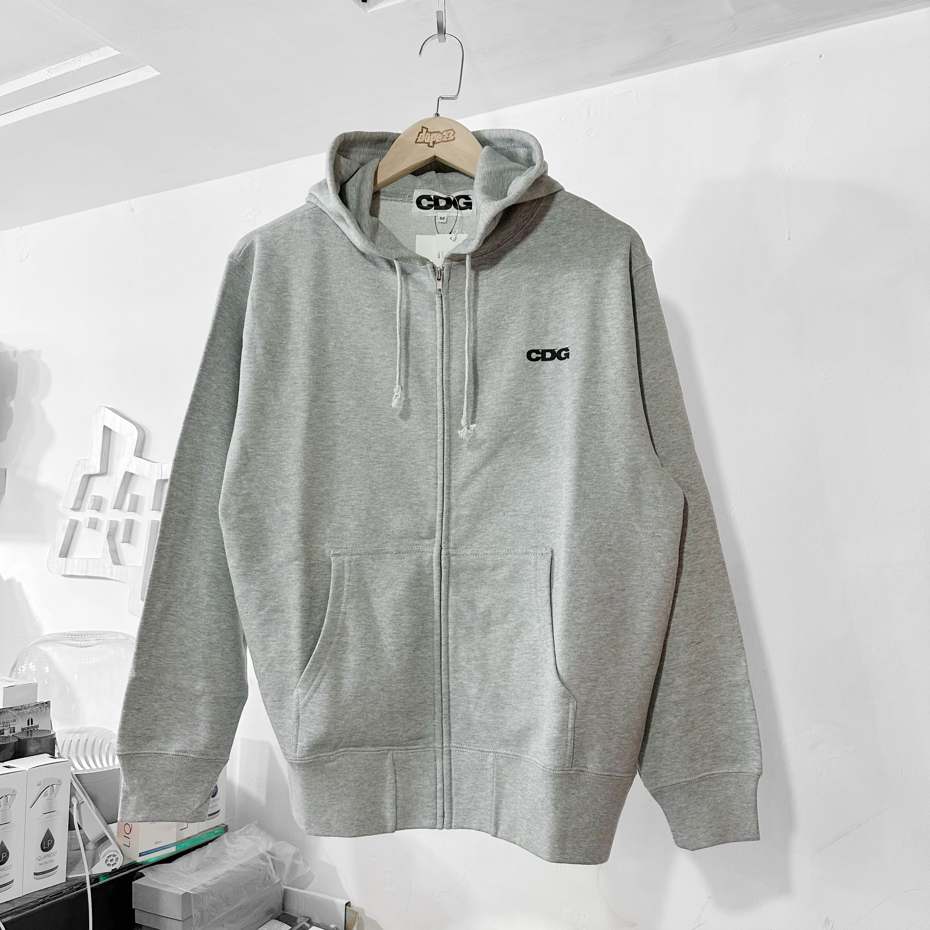 COMME des GAGCONS CDG FULL ZIP HOODED SWEATSHIRT GREY