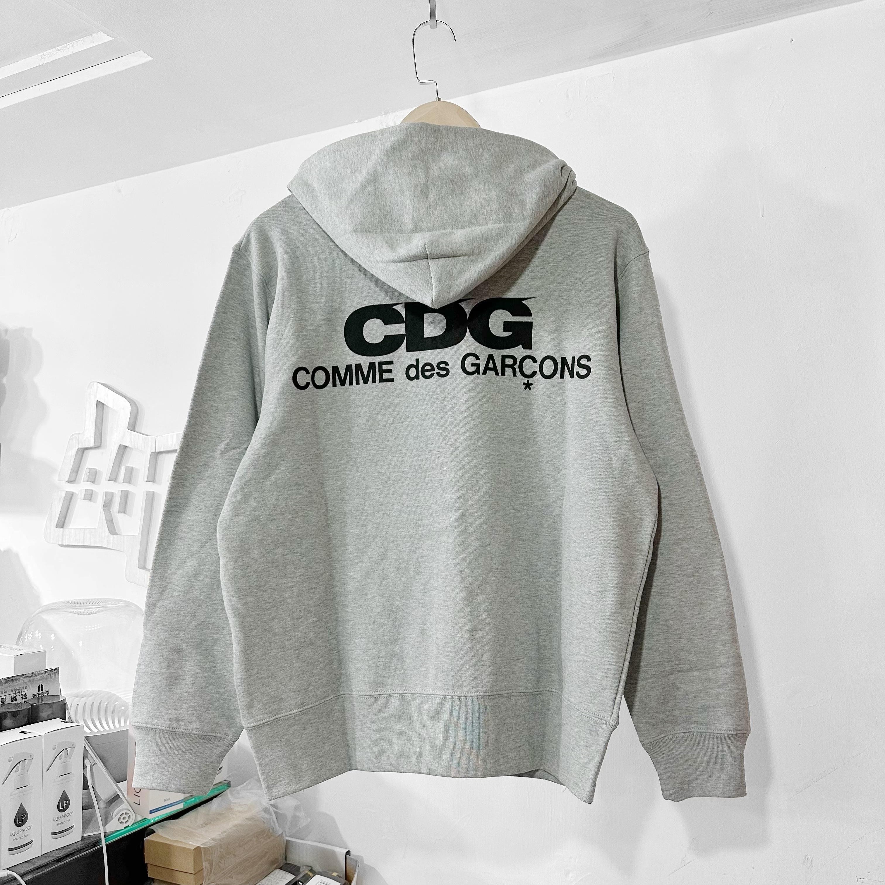 COMME des GAGCONS CDG FULL ZIP HOODED SWEATSHIRT GREY
