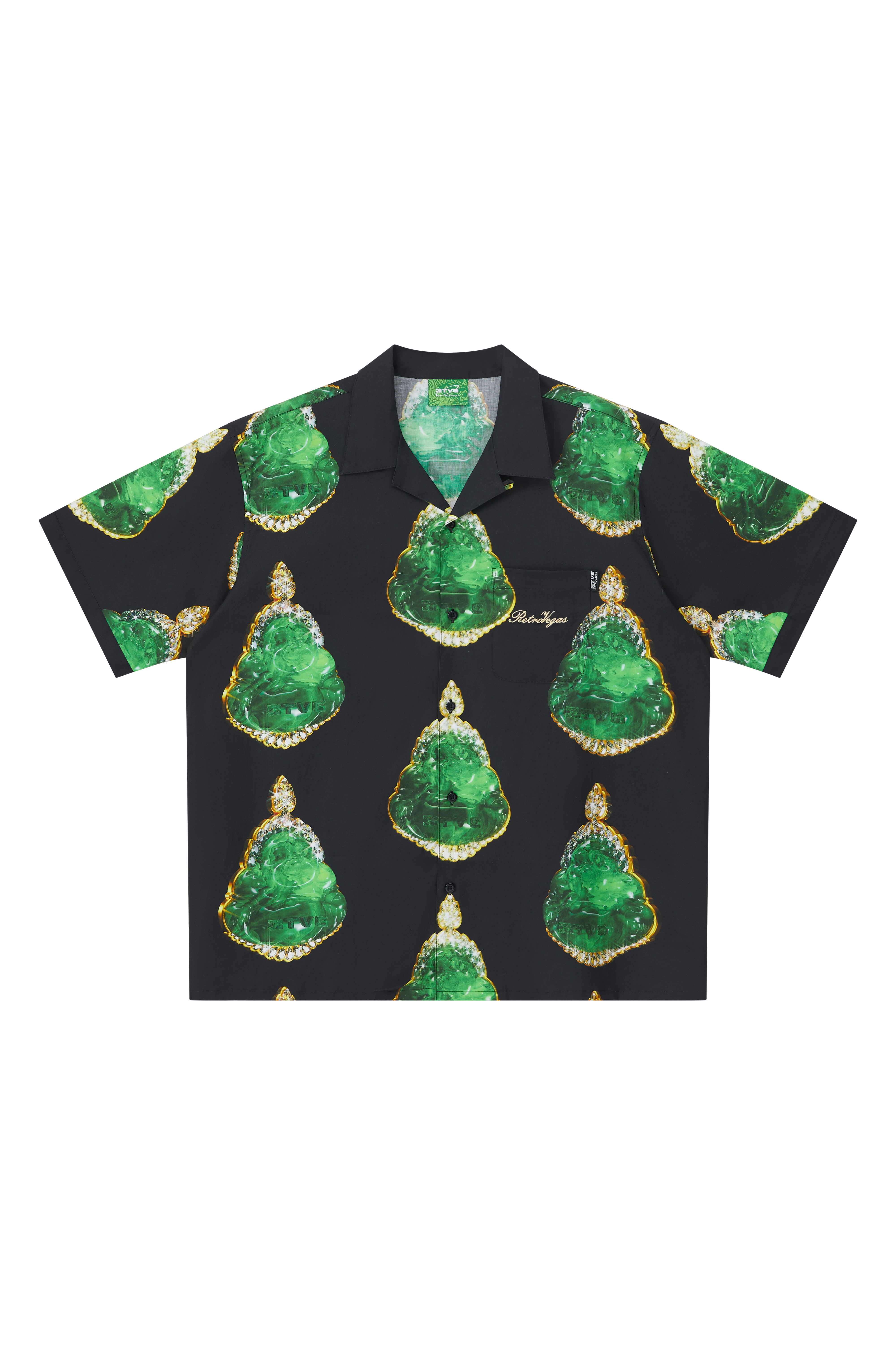 RTVG 中式宗教 彌勒玉珮 翻領短袖 襯衫