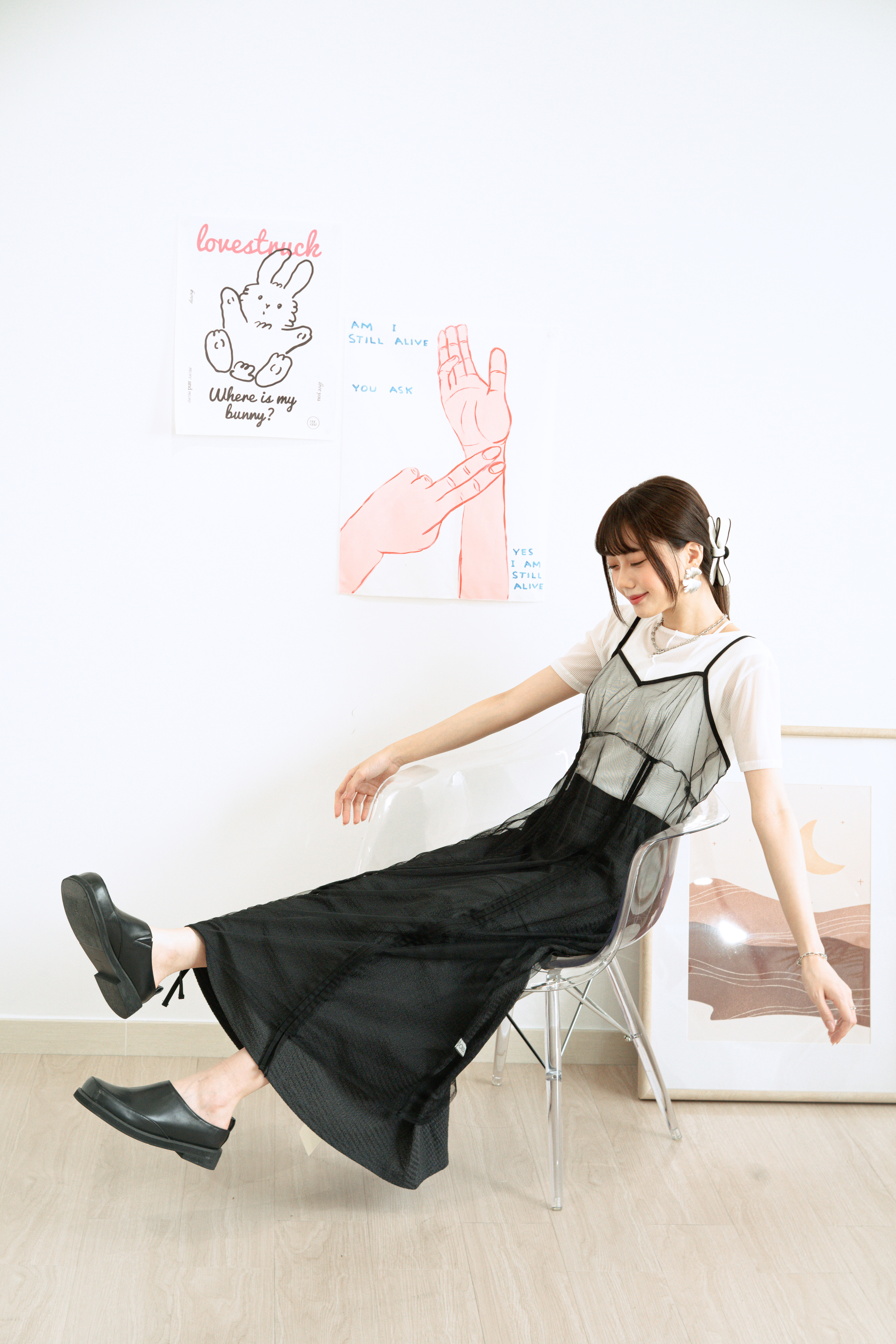 索帶層次感紗網吊帶罩裙 - OP43283