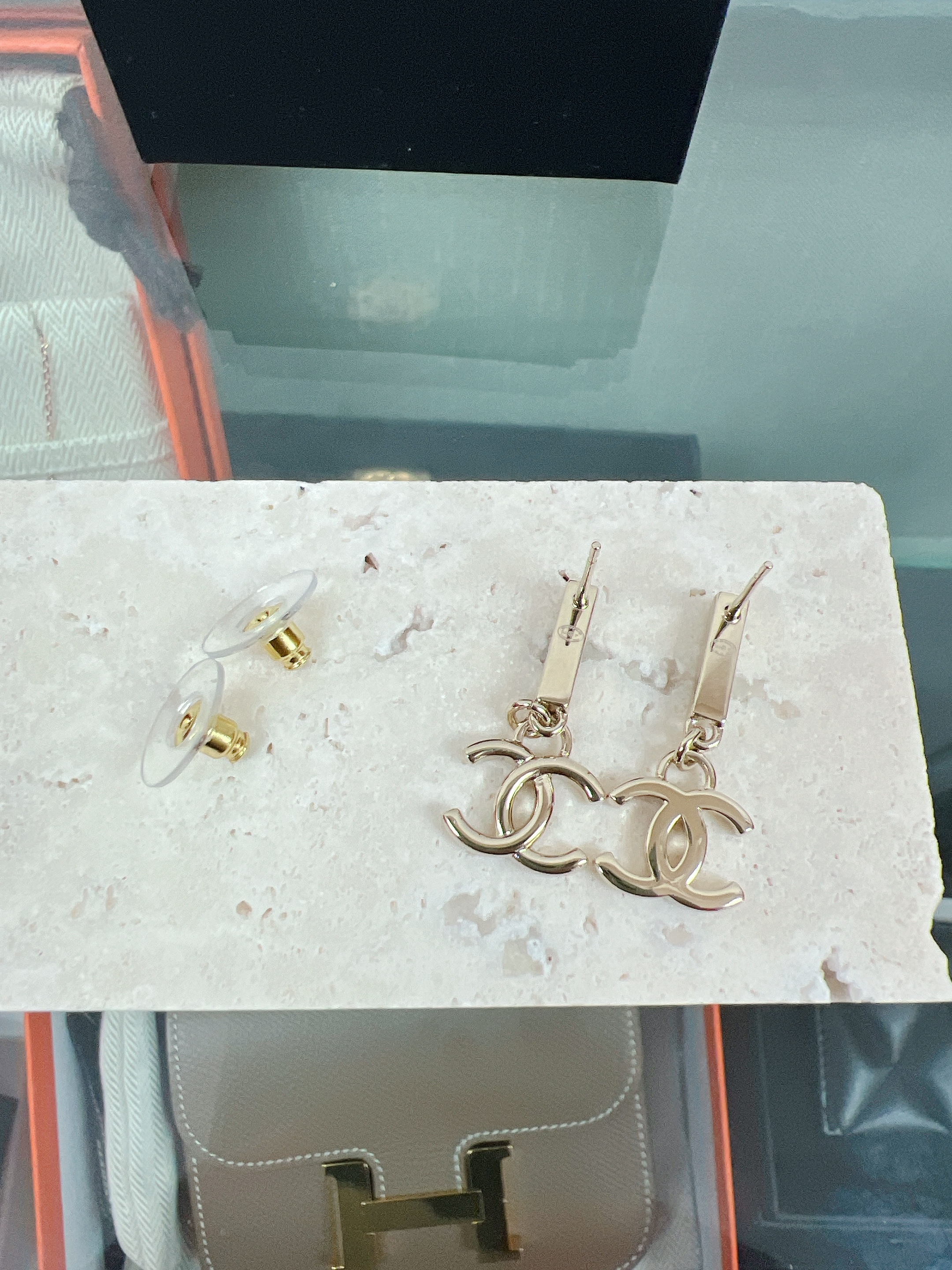 Chanel long crystal earrings 24p