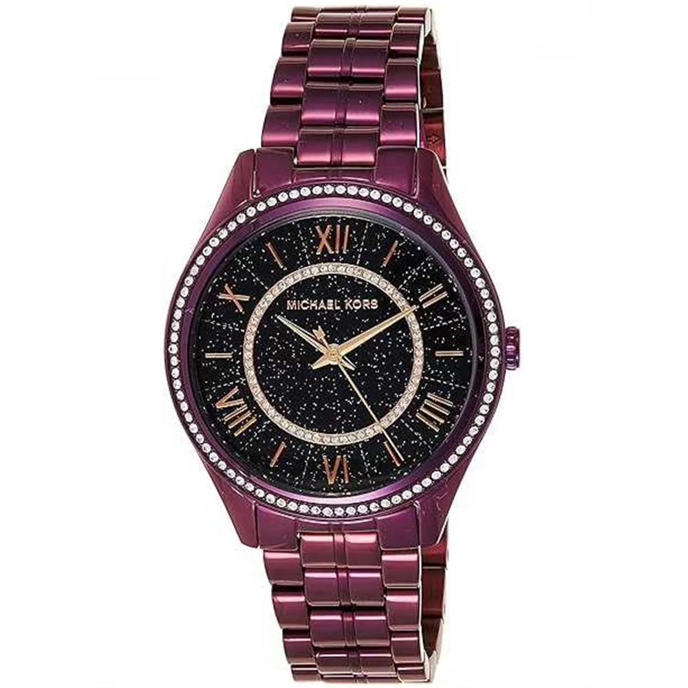 【Michael Kors】MK3724 羅馬數字時標 晶鑽錶圈錶盤 星空錶盤 神秘紫 女款 石英錶