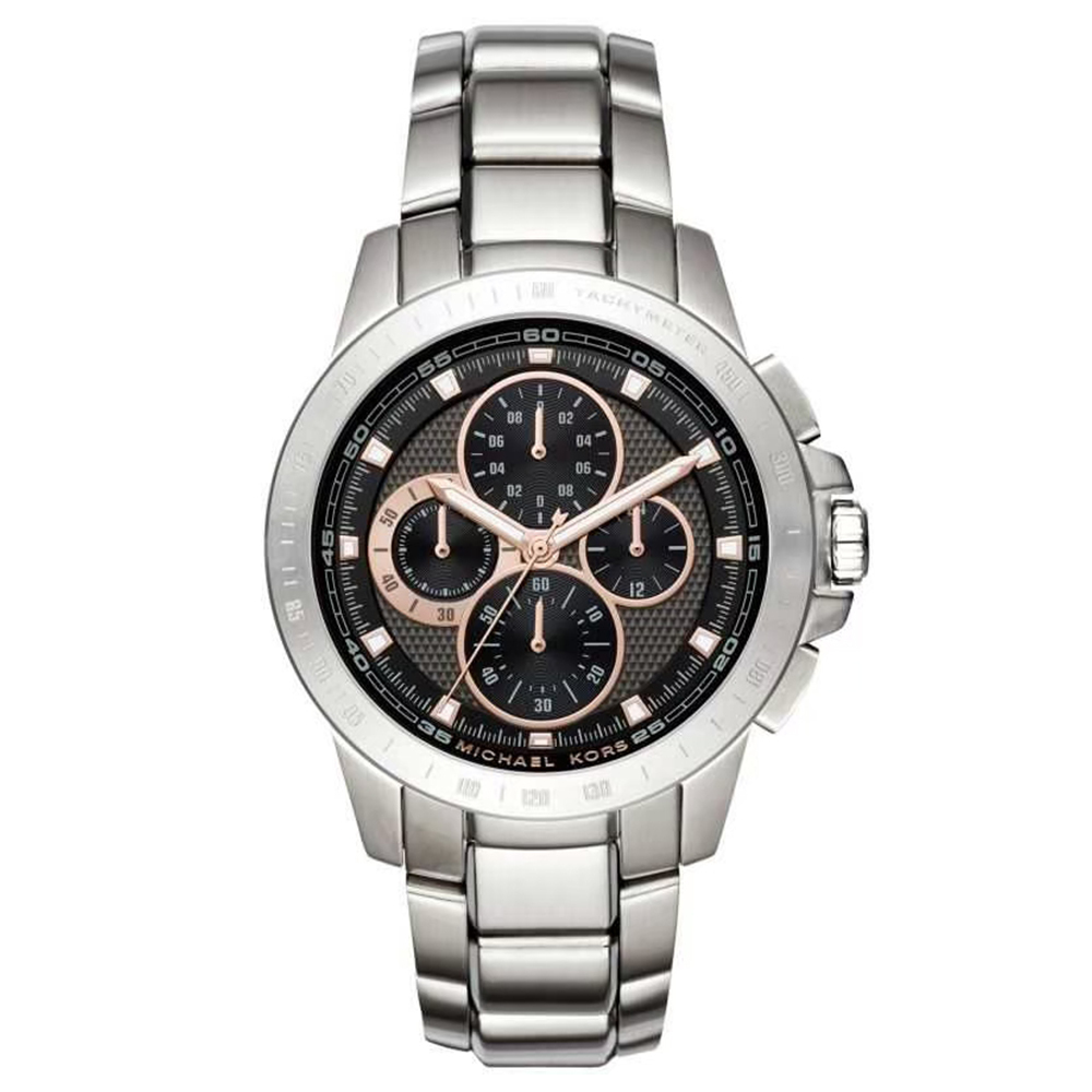 【Michael Kors】MK8528 四眼 計時 日期顯示 銀框 不鏽鋼 夜光指針刻度 都會 男款 石英錶