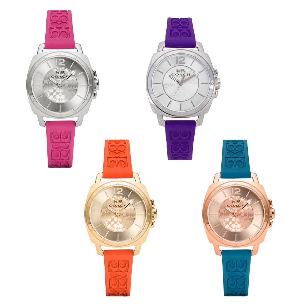 【COACH 蔻馳】 Boyfriend系列 經典花紋浮雕 親膚錶帶 女款 石英錶 14503144/14503145/14502094/14502095