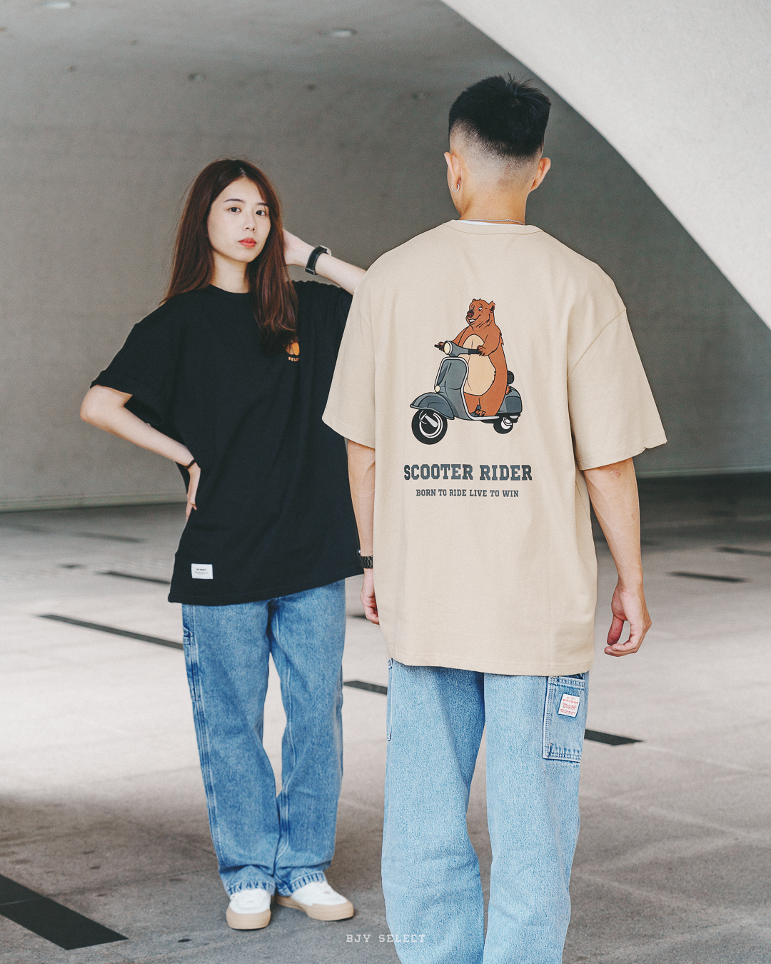 #現貨 BJY 24SS Biker Bear Logo Tee 安全帽 機車熊 印花短踢 三色 22309