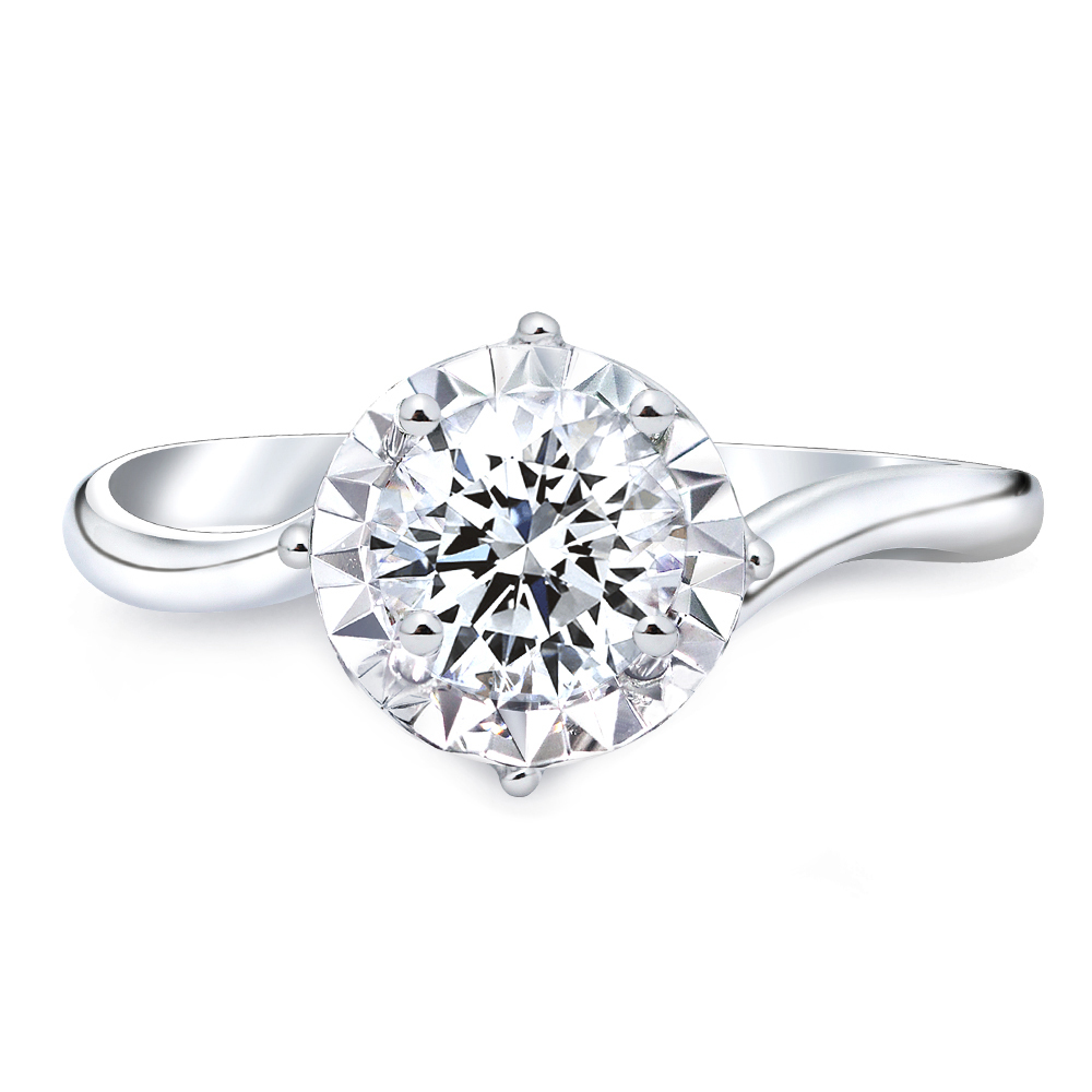 一克拉PT950簡約曲線鑽石戒指