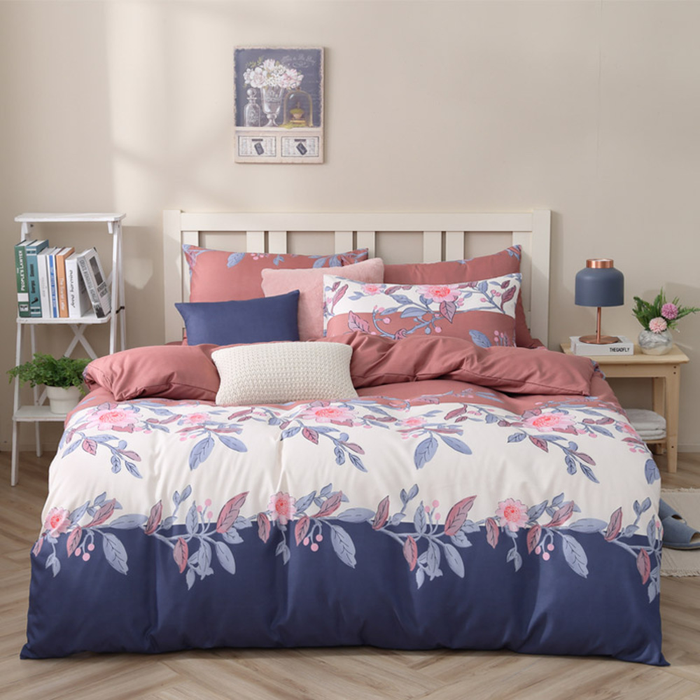 【藍貓Blue cat】 舒柔棉銀離子防螨抗菌印花床包+兩用被套組