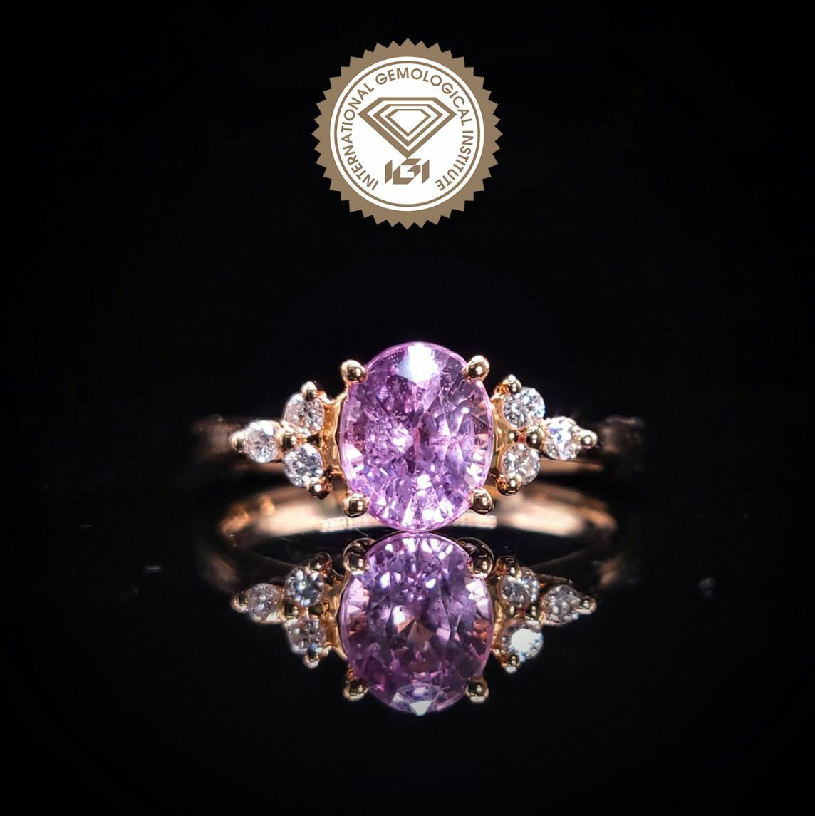 18K Rose Gold 1.37ct  Pink Sapphire and Diamond Ring