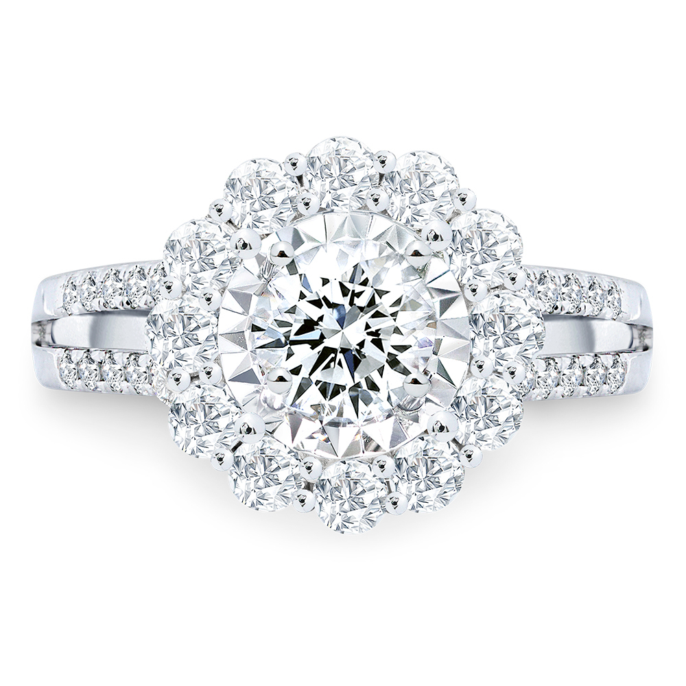 一克拉PT950滿鑽緣愛鑽石戒指