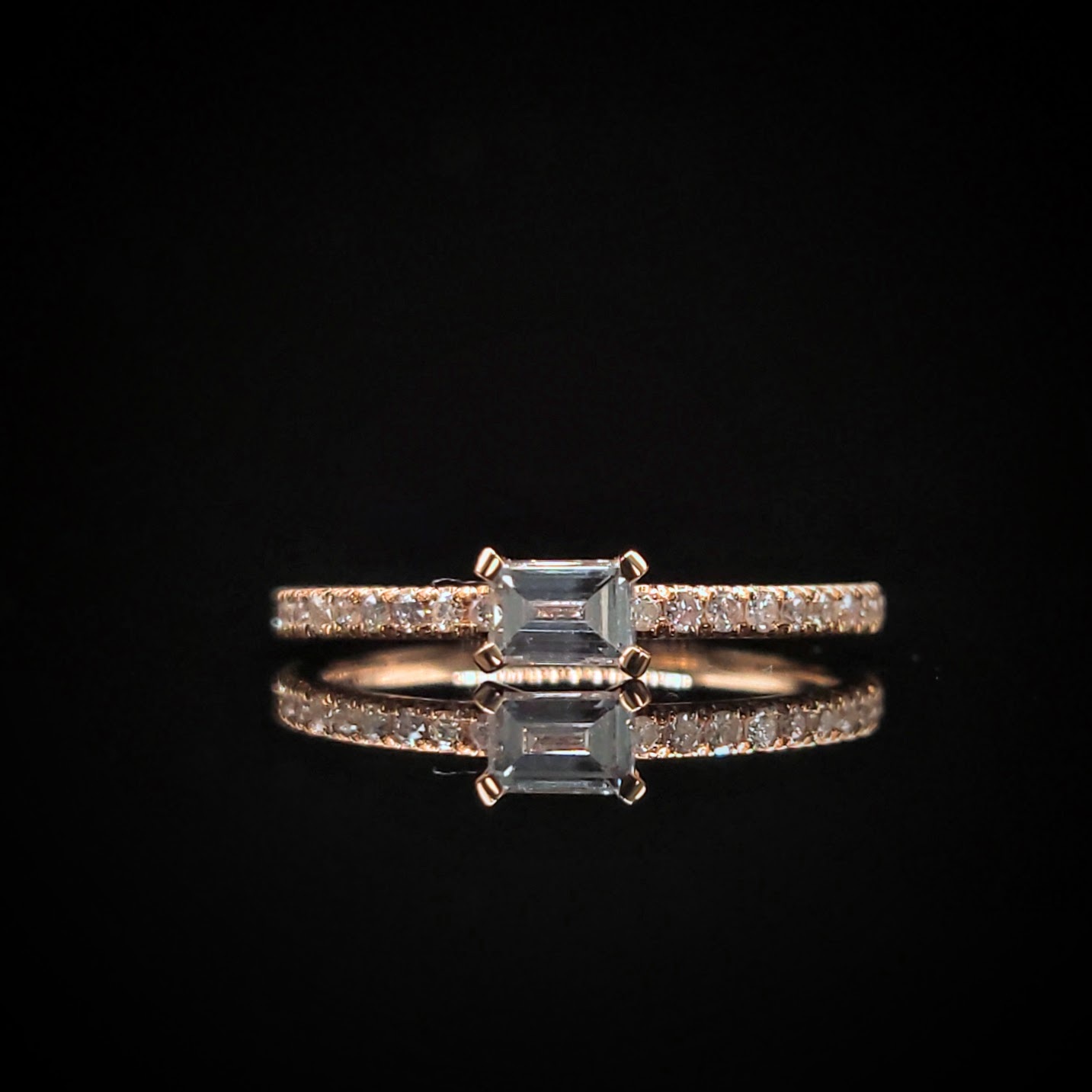 18K Rose Gold 0.33ct Emerald Cut Diamond Ring